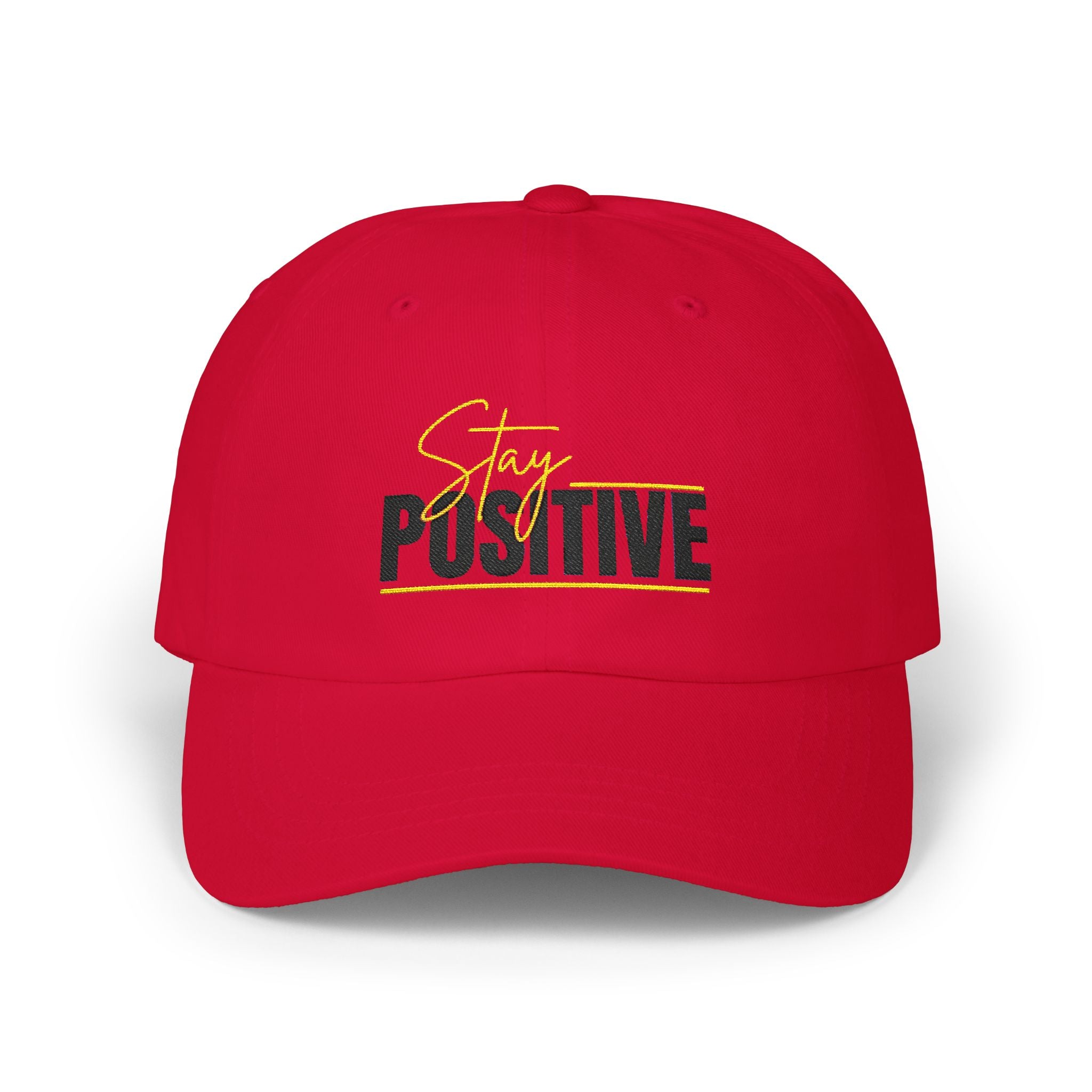 Stay Positive Dad Cap, Motivational Hat, White Adjustable Cap, Gift for Dads, Summer Accessory, Casual Fashion Piece