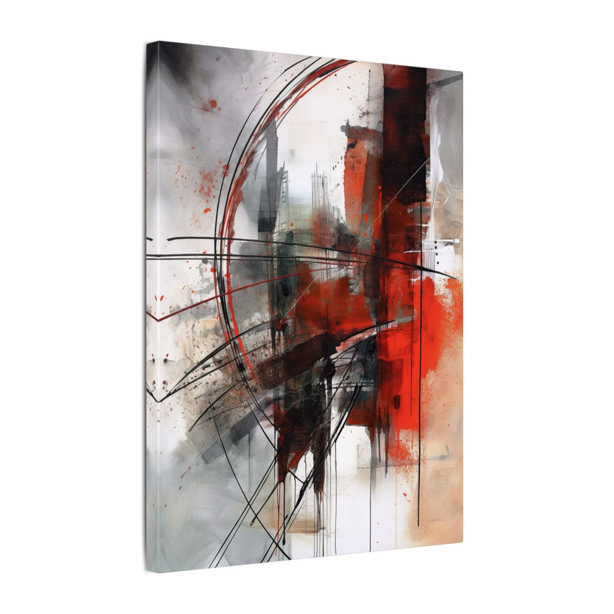 Abstract Red and Black Wall Art Canvas, Home Decor, Modern Art, Office Wall Decor, Minimalist Art, Gift for Art Lovers