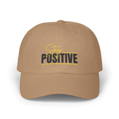 Stay Positive Dad Cap, Motivational Hat, White Adjustable Cap, Gift for Dads, Summer Accessory, Casual Fashion Piece