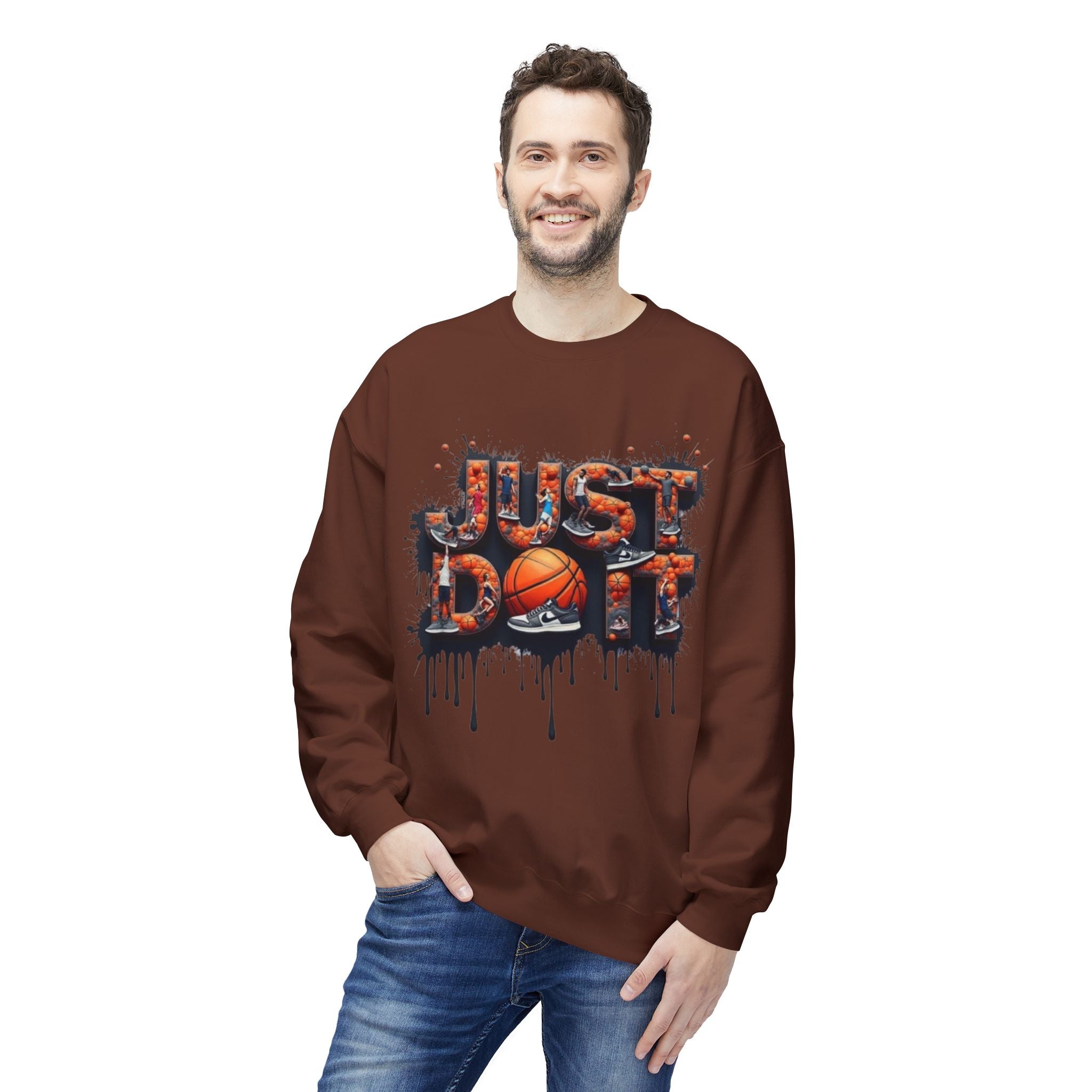 Sporty Basketball Crewneck Sweatshirt, Perfect for Athletes, Basketball Fans, Casual Wear, Gifts for Him, Game Day Essentials