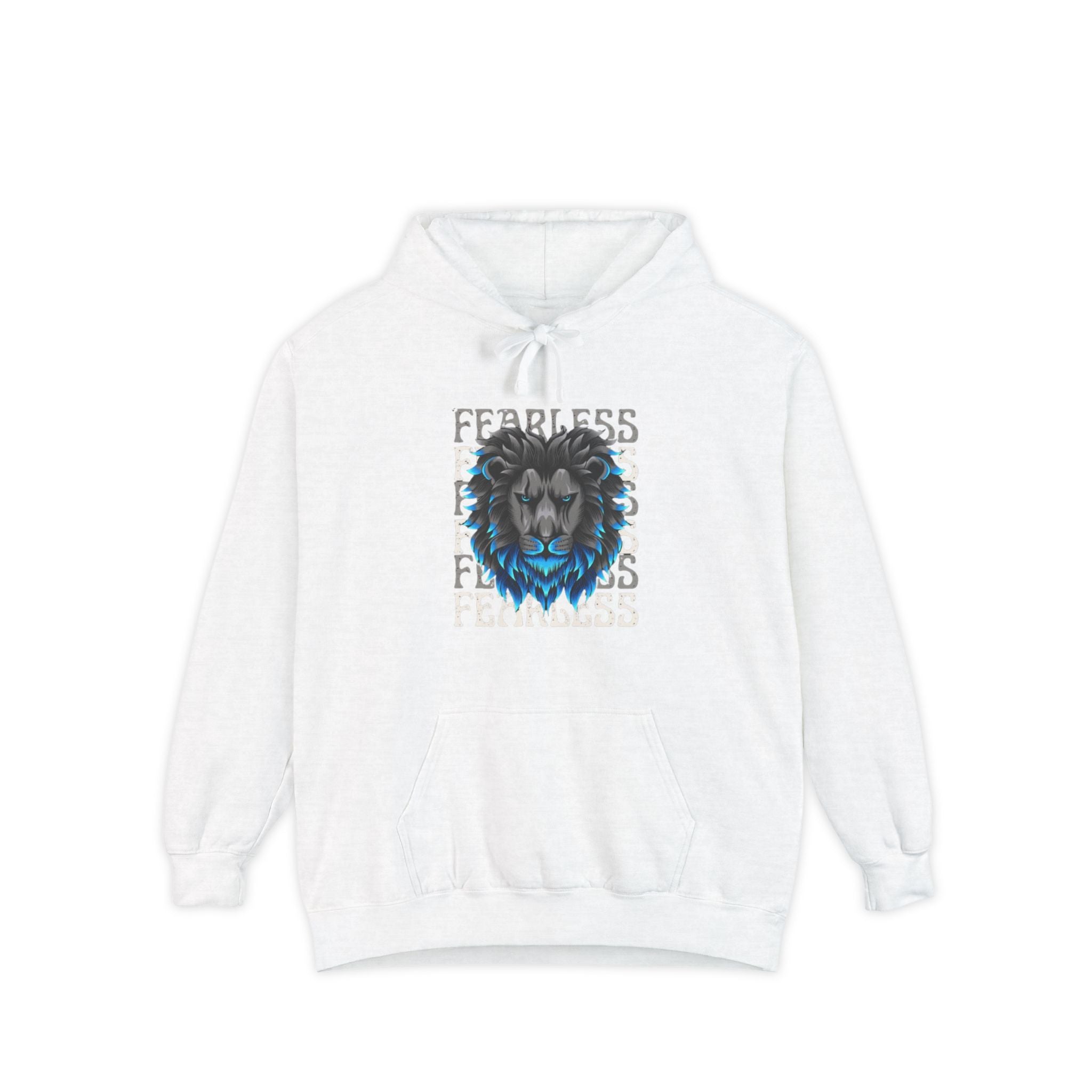 Fearless Lion Hoodie, Unisex Garment-Dyed Sweatshirt, Casual Wear, Gift for Lion Lovers, Motivational Clothing
