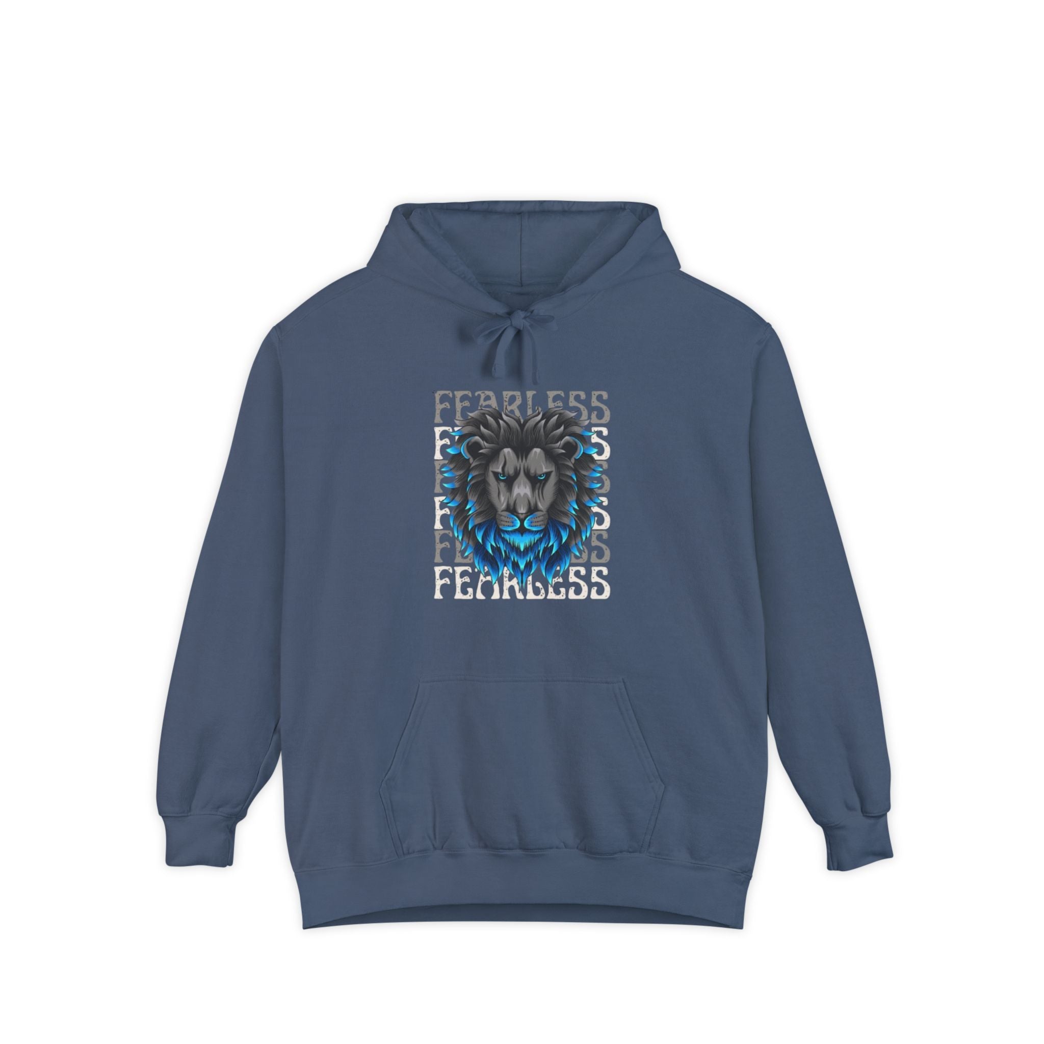 Fearless Lion Hoodie, Unisex Garment-Dyed Sweatshirt, Casual Wear, Gift for Lion Lovers, Motivational Clothing