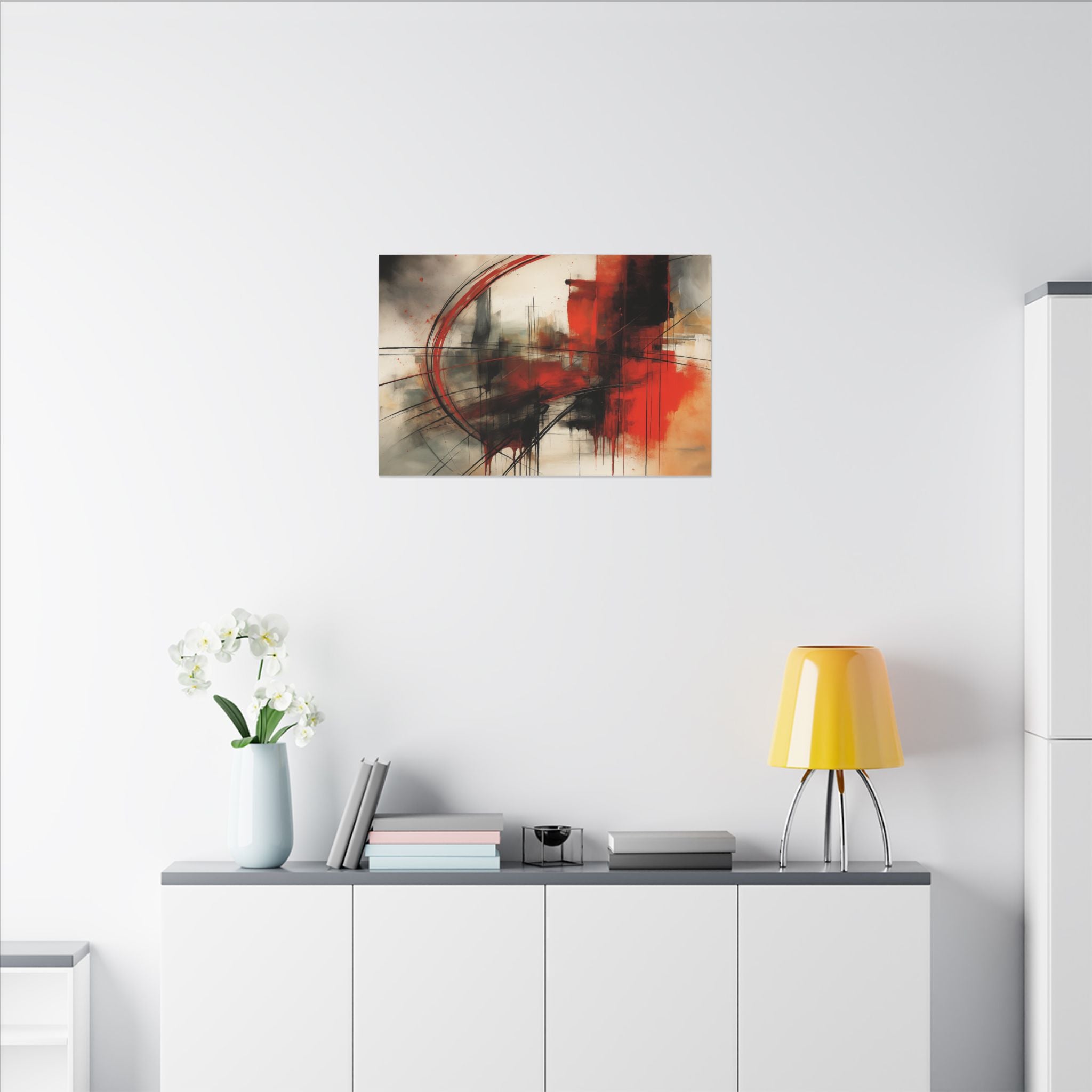 Abstract Red and Black Wall Art Canvas, Home Decor, Modern Art, Office Wall Decor, Minimalist Art, Gift for Art Lovers