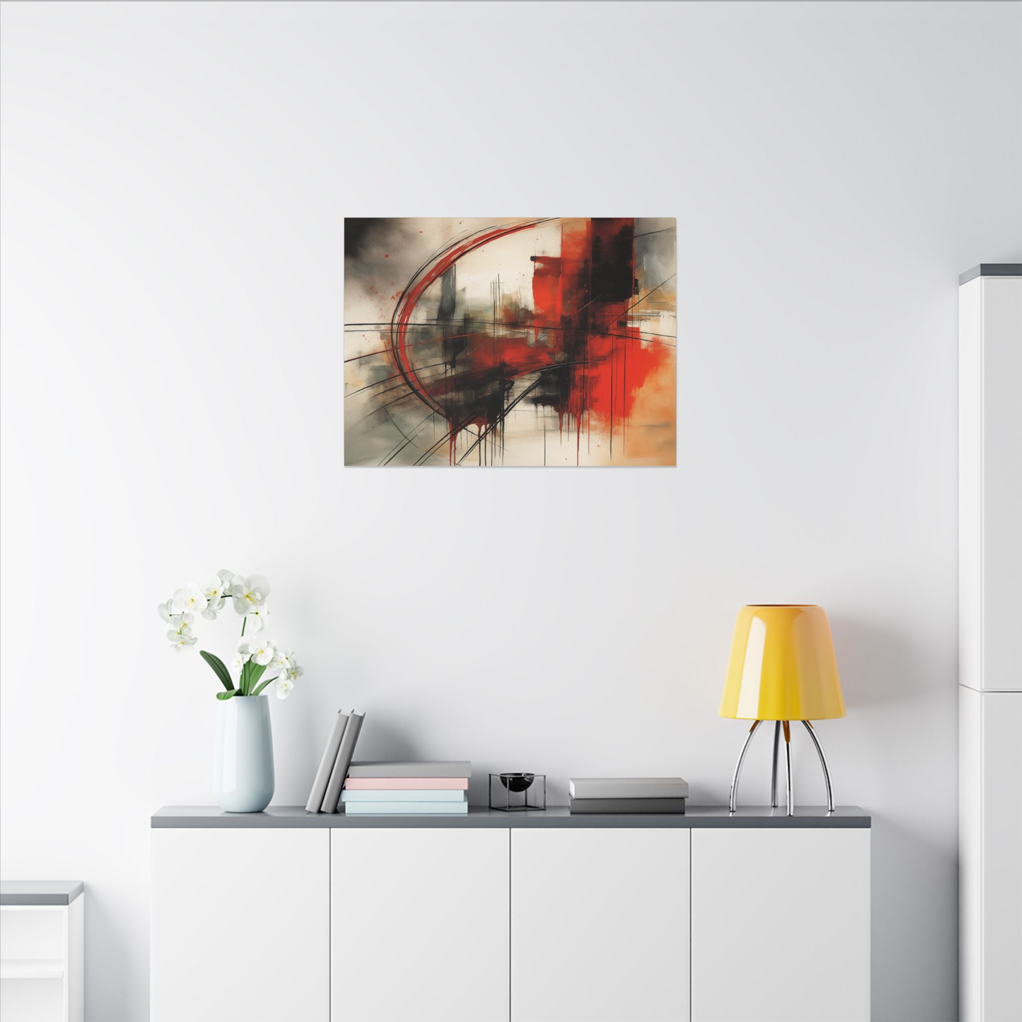 Abstract Red and Black Wall Art Canvas, Home Decor, Modern Art, Office Wall Decor, Minimalist Art, Gift for Art Lovers
