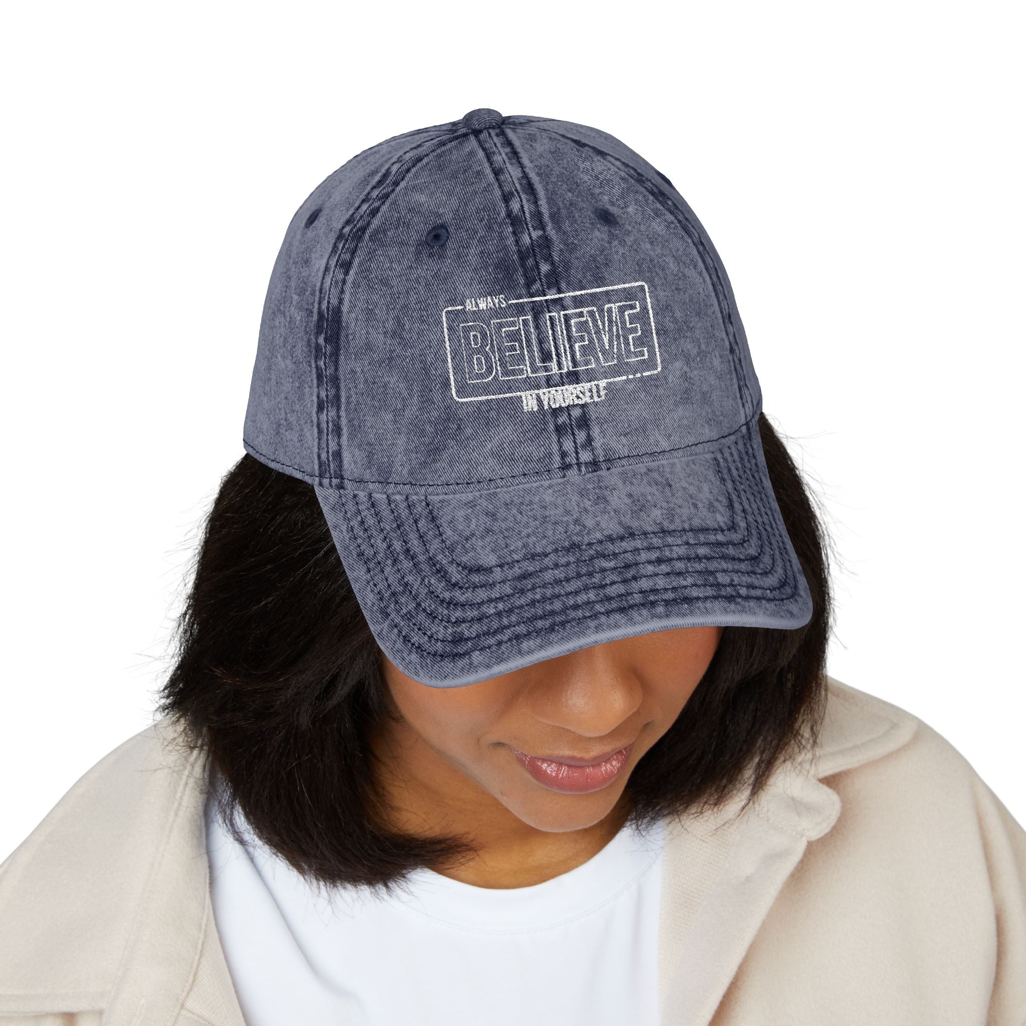 Vintage Embroidered Cap - Believe Design, Casual Wear, Gift for Him/Her, Summer Accessory, Inspiring Headwear