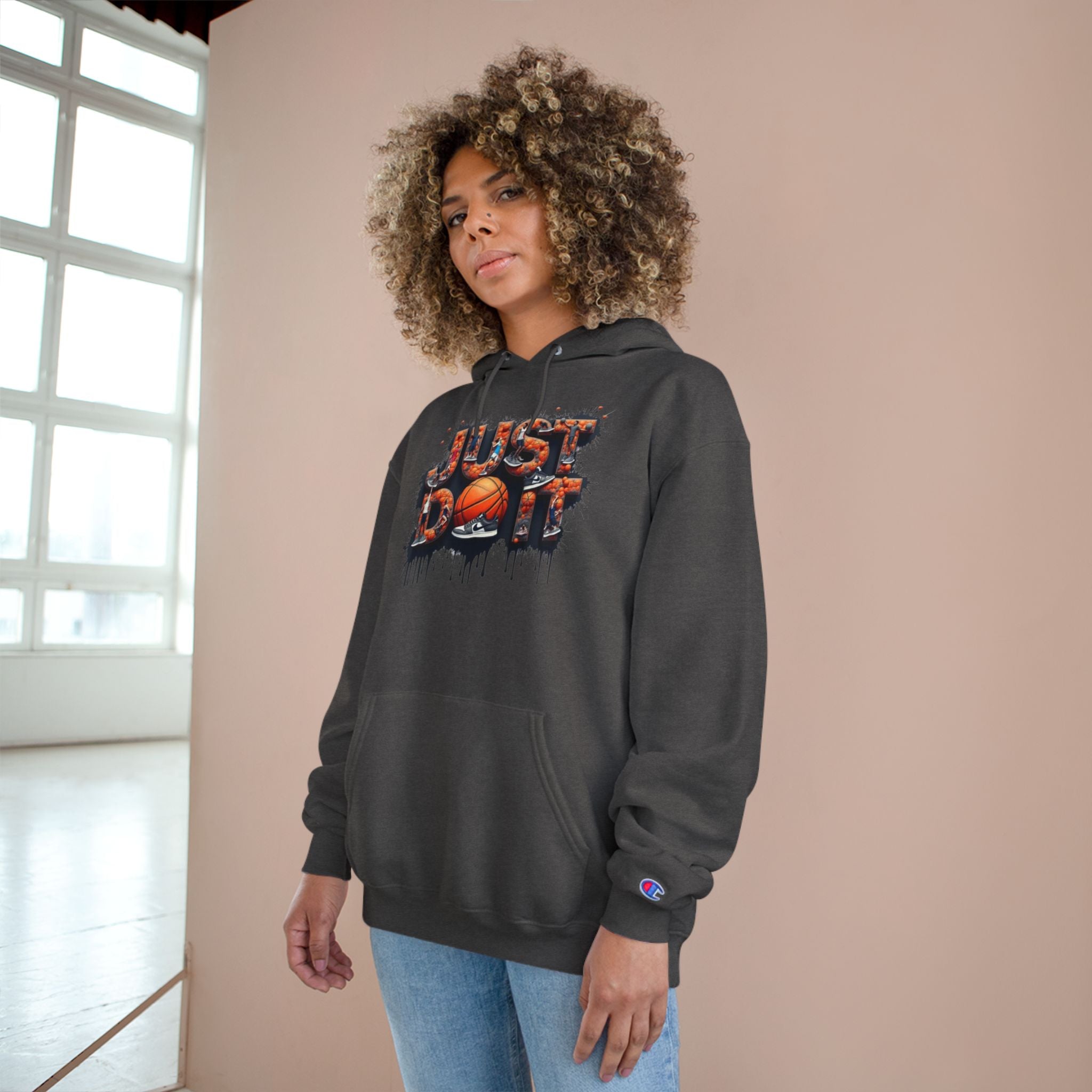 Sporty Champion Hoodie - Just Do It, Casual Wear, Gym Fashion, Athleisure Style, Gift for Basketball Fans