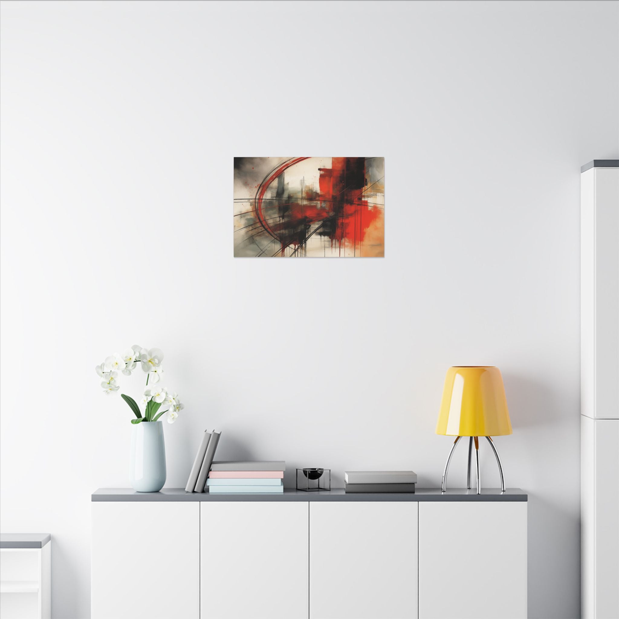 Abstract Red and Black Wall Art Canvas, Home Decor, Modern Art, Office Wall Decor, Minimalist Art, Gift for Art Lovers