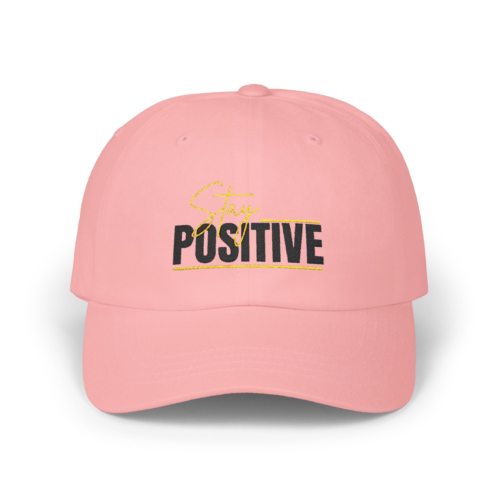 Stay Positive Dad Cap, Motivational Hat, White Adjustable Cap, Gift for Dads, Summer Accessory, Casual Fashion Piece