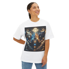 Cosmic Wolves Oversized Tee | Unisex Graphic T-Shirt, Astrology Shirt, Gift for Animal Lovers, Celestial Apparel, Streetwear Fashion