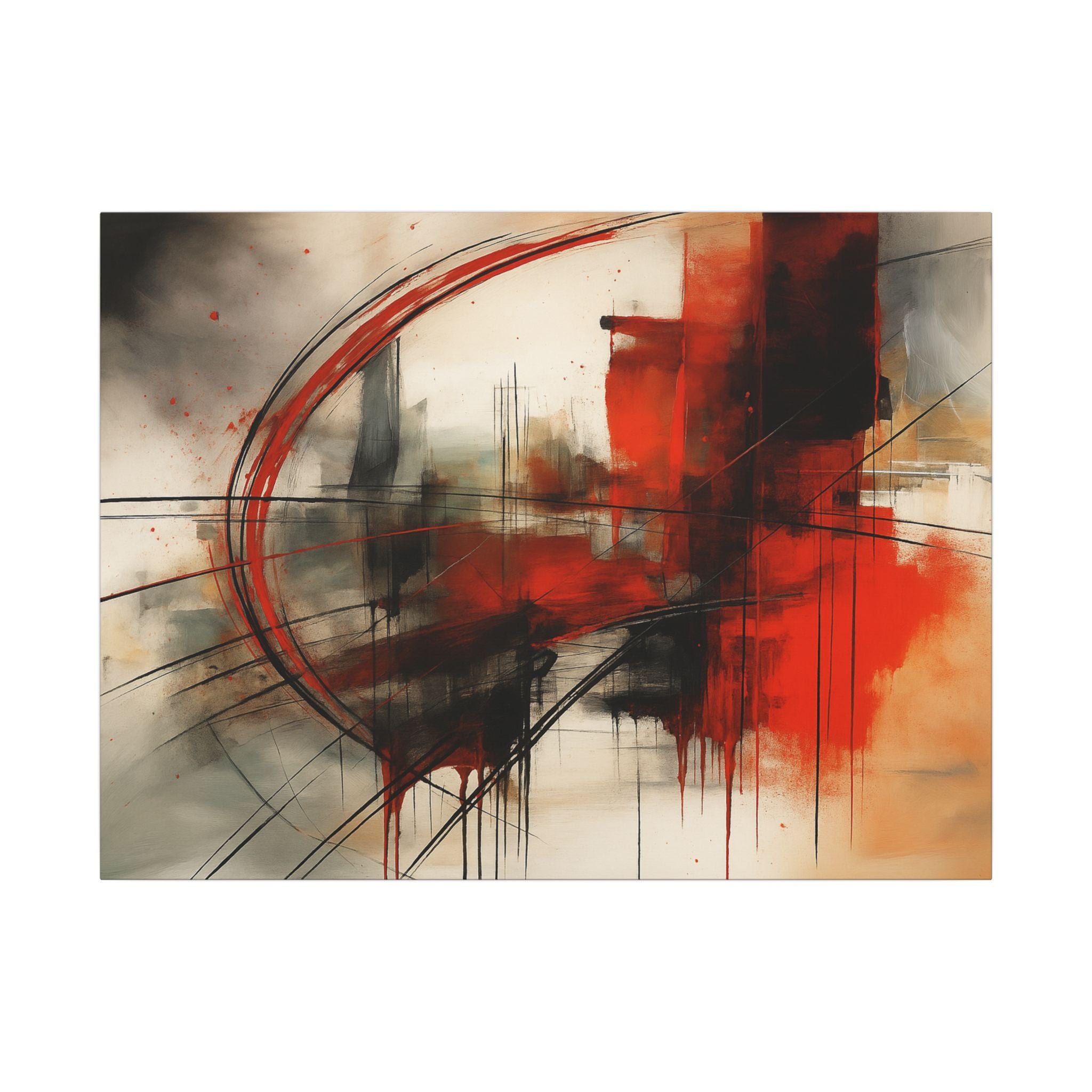 Abstract Red and Black Wall Art Canvas, Home Decor, Modern Art, Office Wall Decor, Minimalist Art, Gift for Art Lovers
