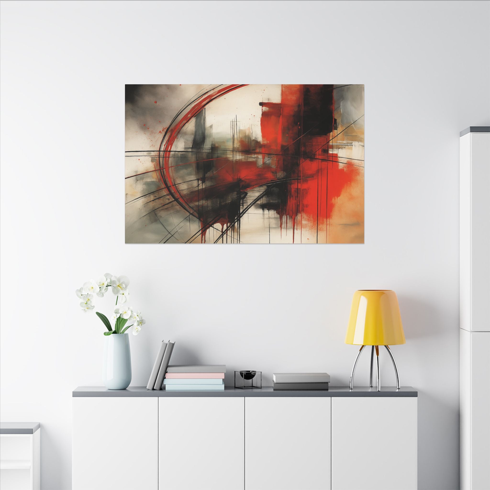 Abstract Red and Black Wall Art Canvas, Home Decor, Modern Art, Office Wall Decor, Minimalist Art, Gift for Art Lovers