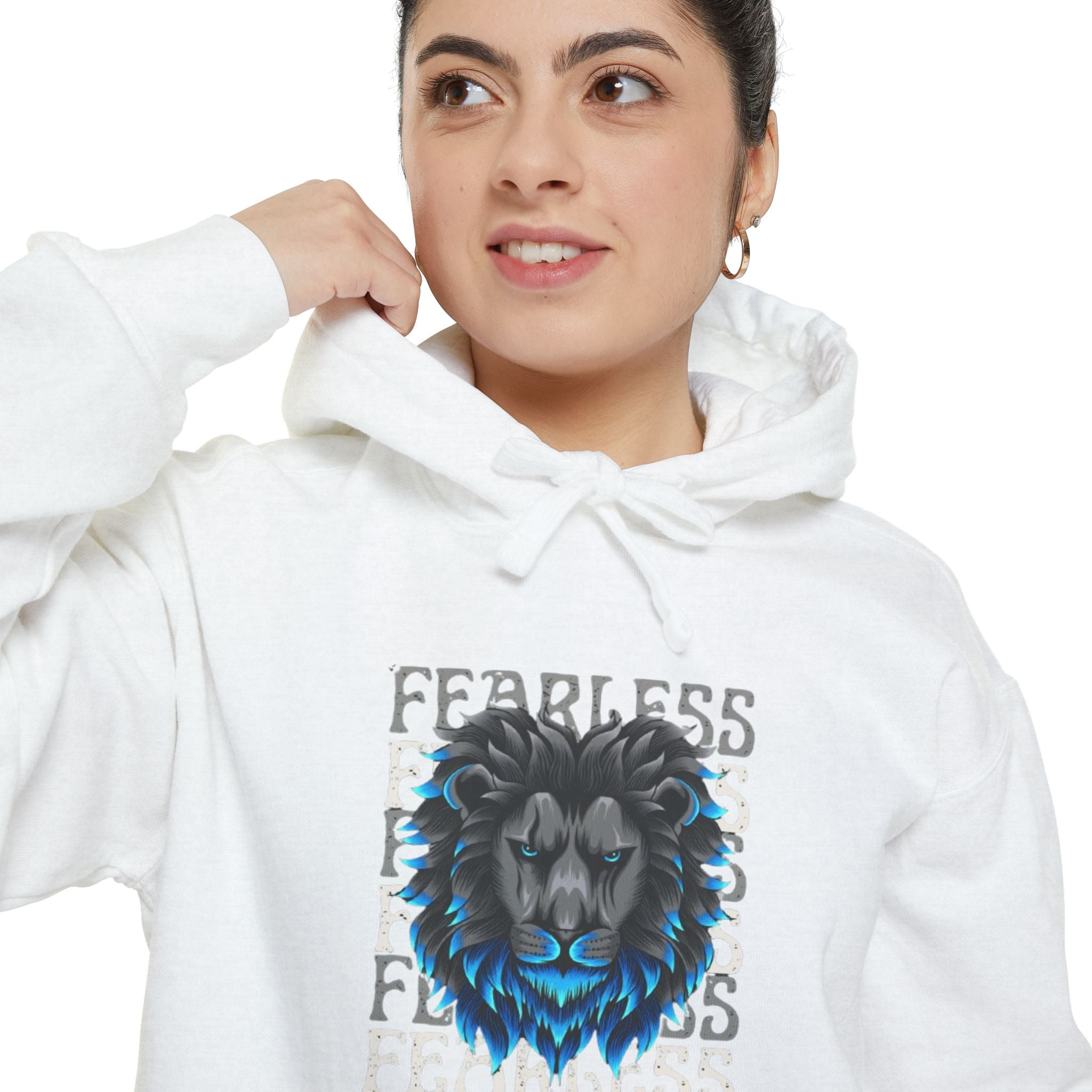 Fearless Lion Hoodie, Unisex Garment-Dyed Sweatshirt, Casual Wear, Gift for Lion Lovers, Motivational Clothing