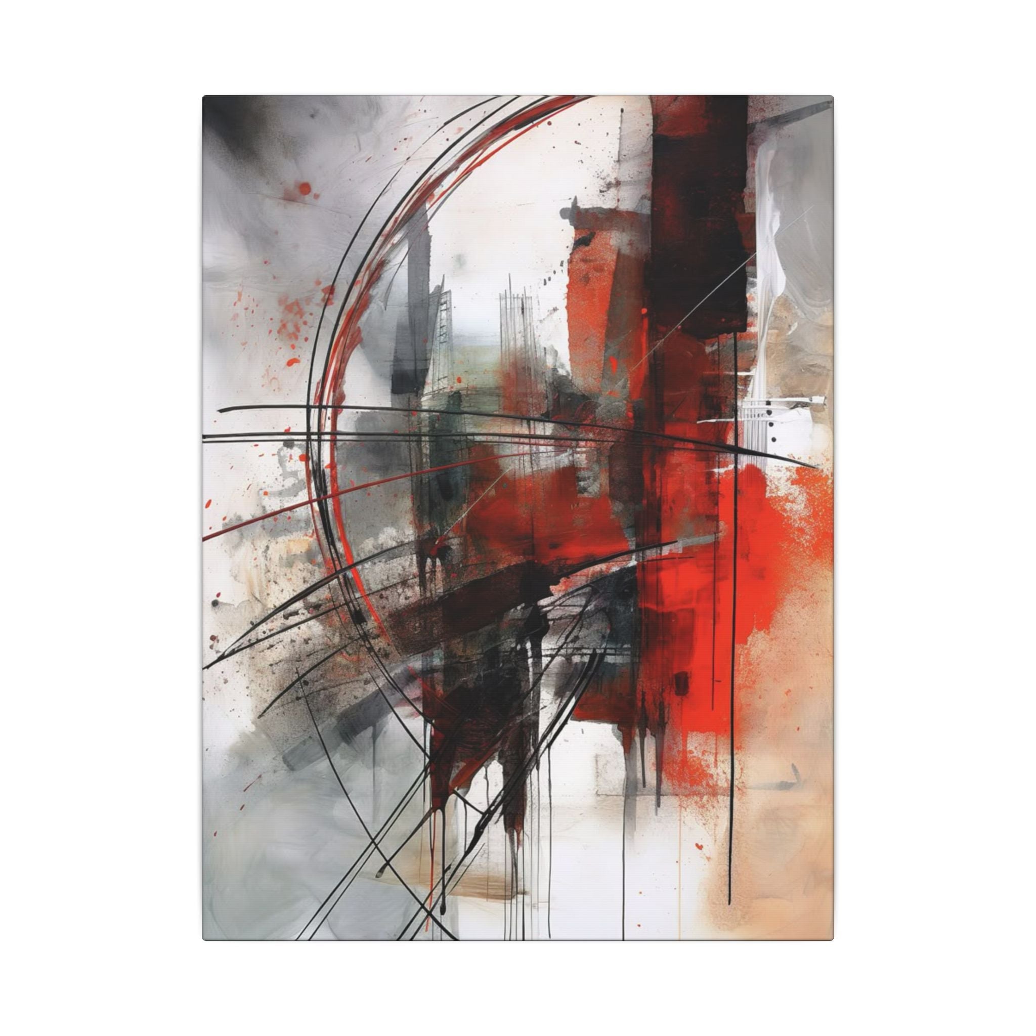 Abstract Red and Black Wall Art Canvas, Home Decor, Modern Art, Office Wall Decor, Minimalist Art, Gift for Art Lovers