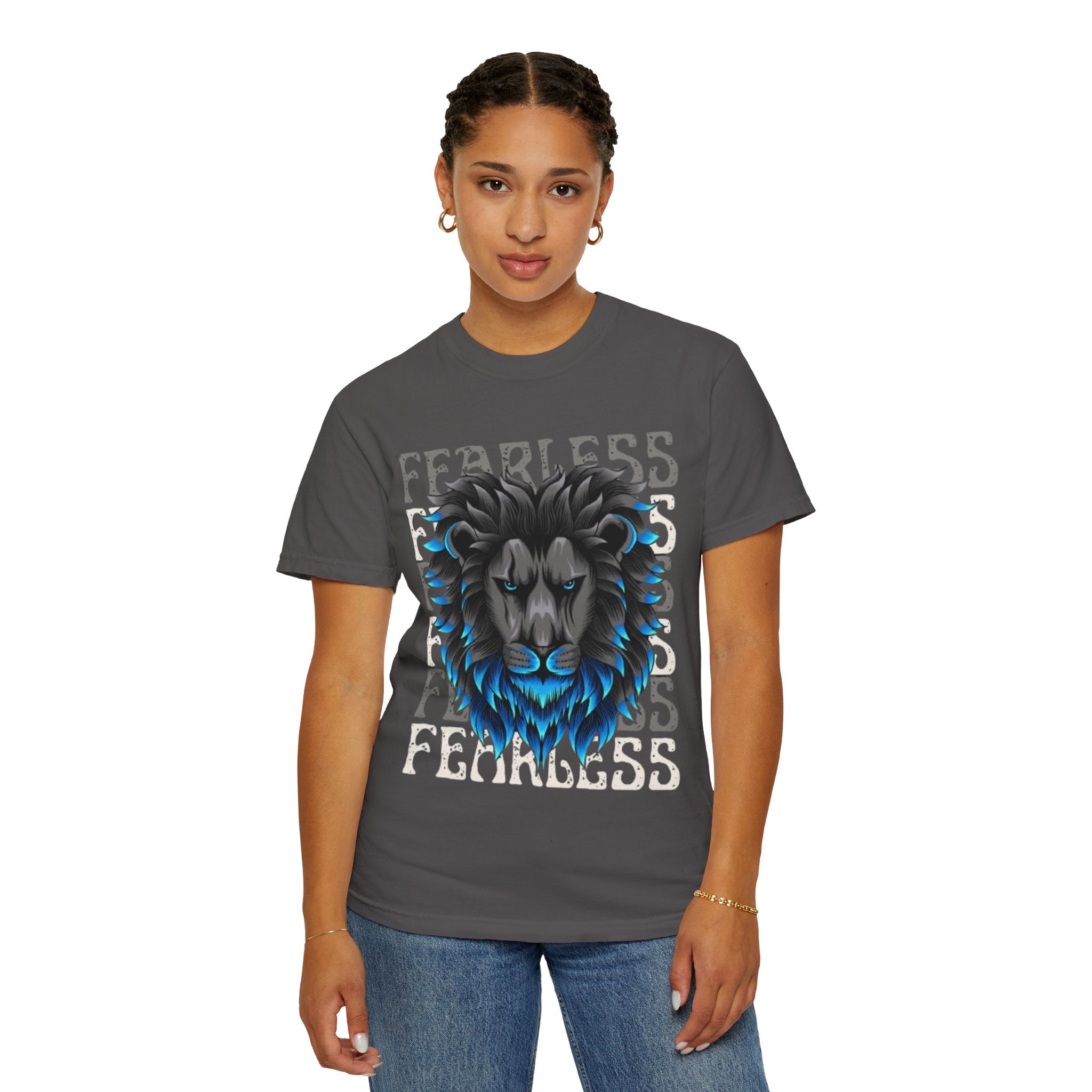 Fearless Lion Graphic T-Shirt, Unisex Short Sleeve Tee, Animal Lover Gift, Inspirational Outfit, Casual Wear, Birthday Present
