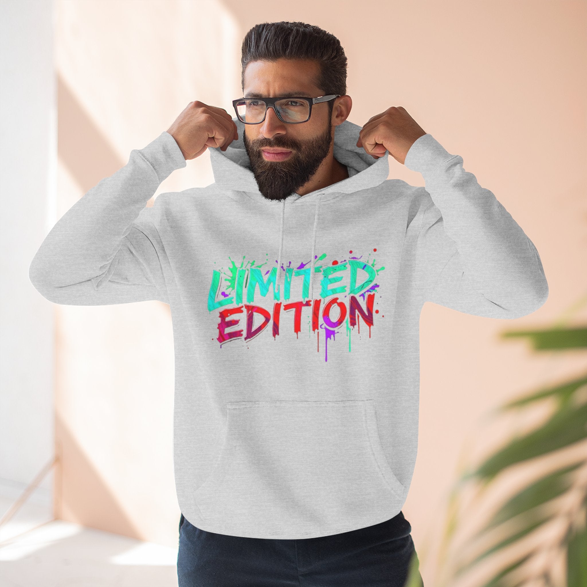 Limited Edition Three-Panel Fleece Hoodie, Streetwear Sweatshirt, Casual Hoodie, Gift for Him, Fall Fashion, Cozy Apparel