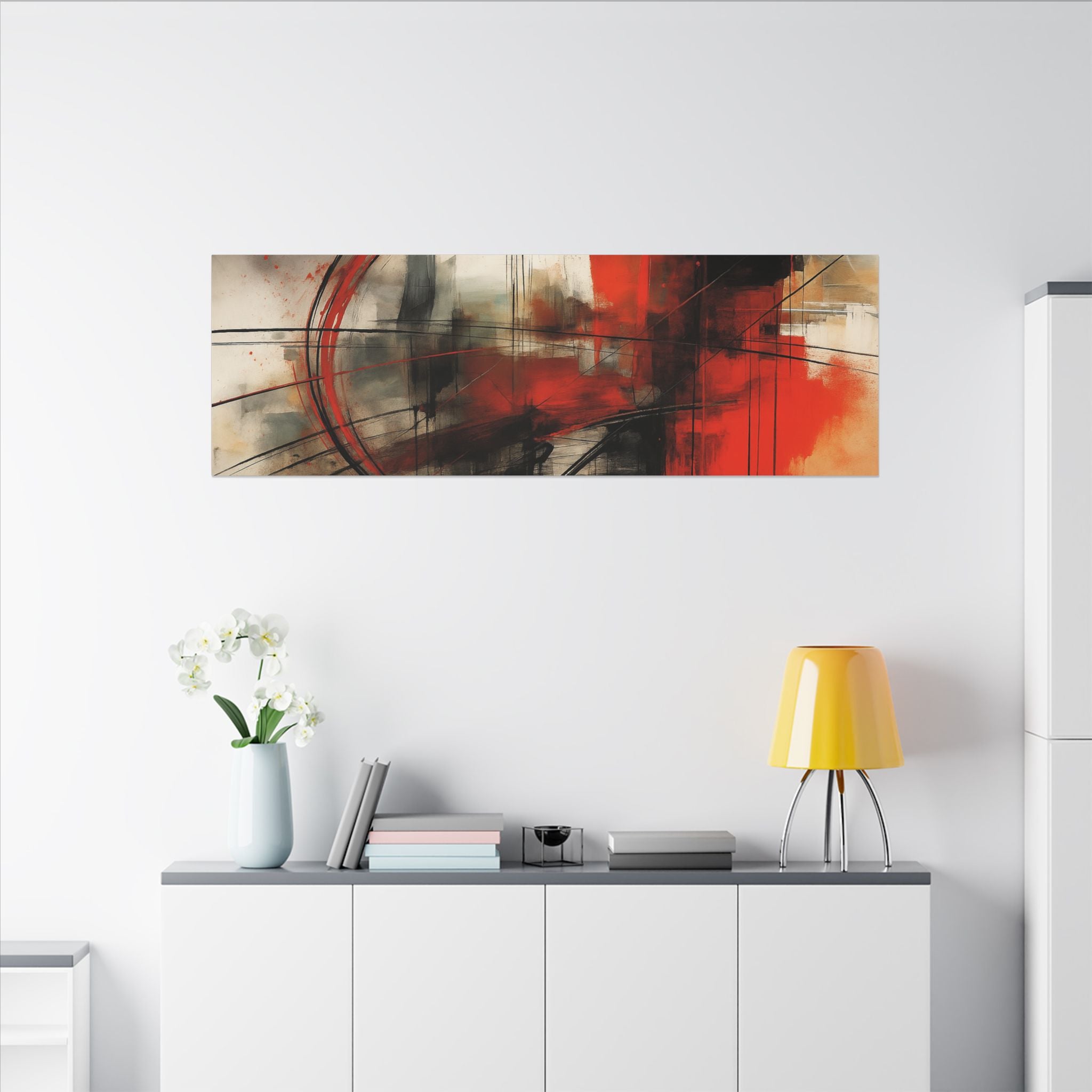 Abstract Red and Black Wall Art Canvas, Home Decor, Modern Art, Office Wall Decor, Minimalist Art, Gift for Art Lovers