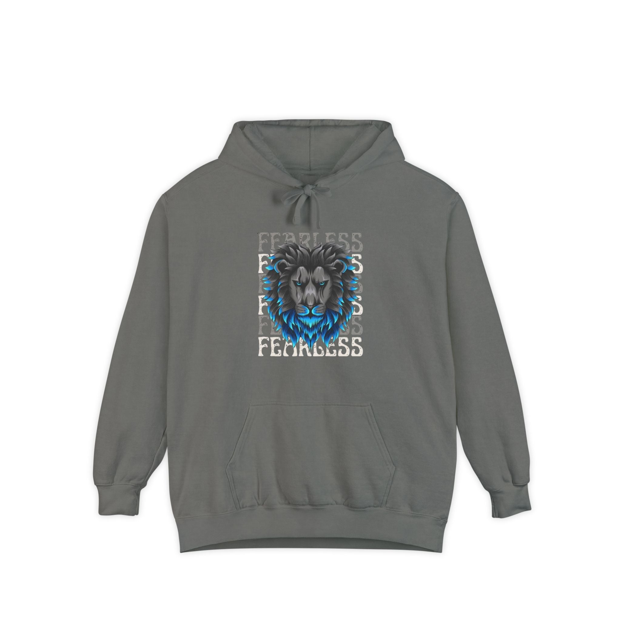 Fearless Lion Hoodie, Unisex Garment-Dyed Sweatshirt, Casual Wear, Gift for Lion Lovers, Motivational Clothing