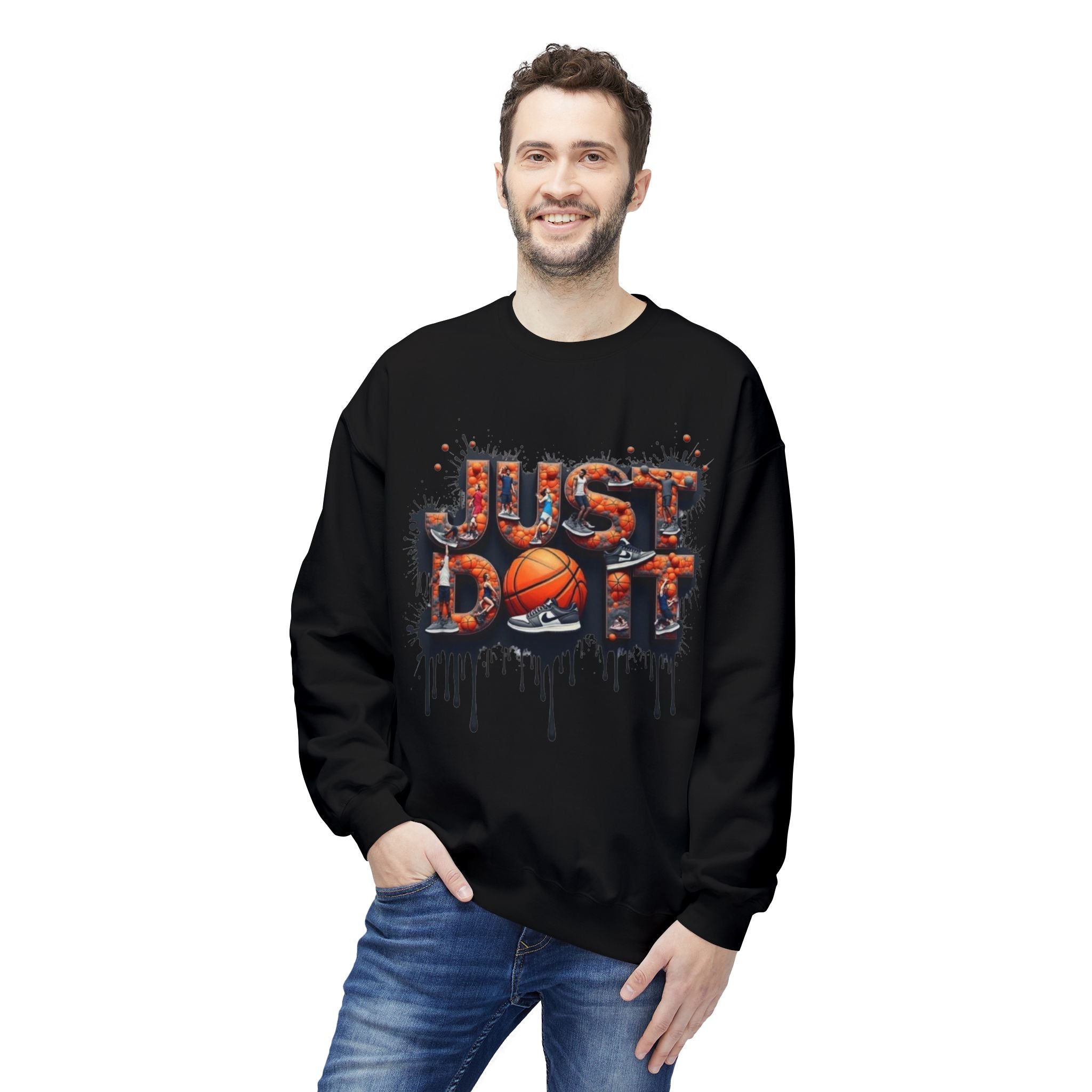 Sporty Basketball Crewneck Sweatshirt, Perfect for Athletes, Basketball Fans, Casual Wear, Gifts for Him, Game Day Essentials