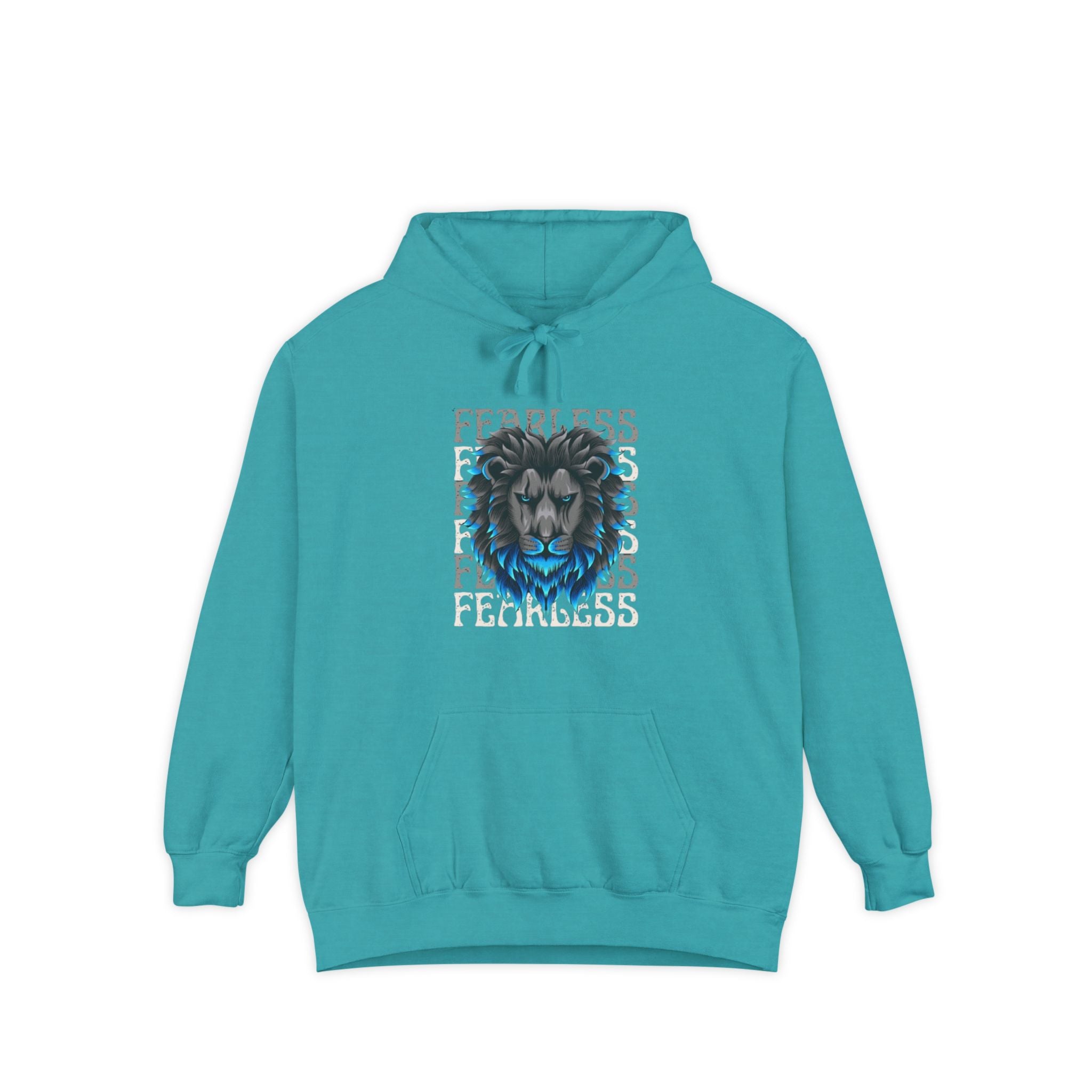 Fearless Lion Hoodie, Unisex Garment-Dyed Sweatshirt, Casual Wear, Gift for Lion Lovers, Motivational Clothing