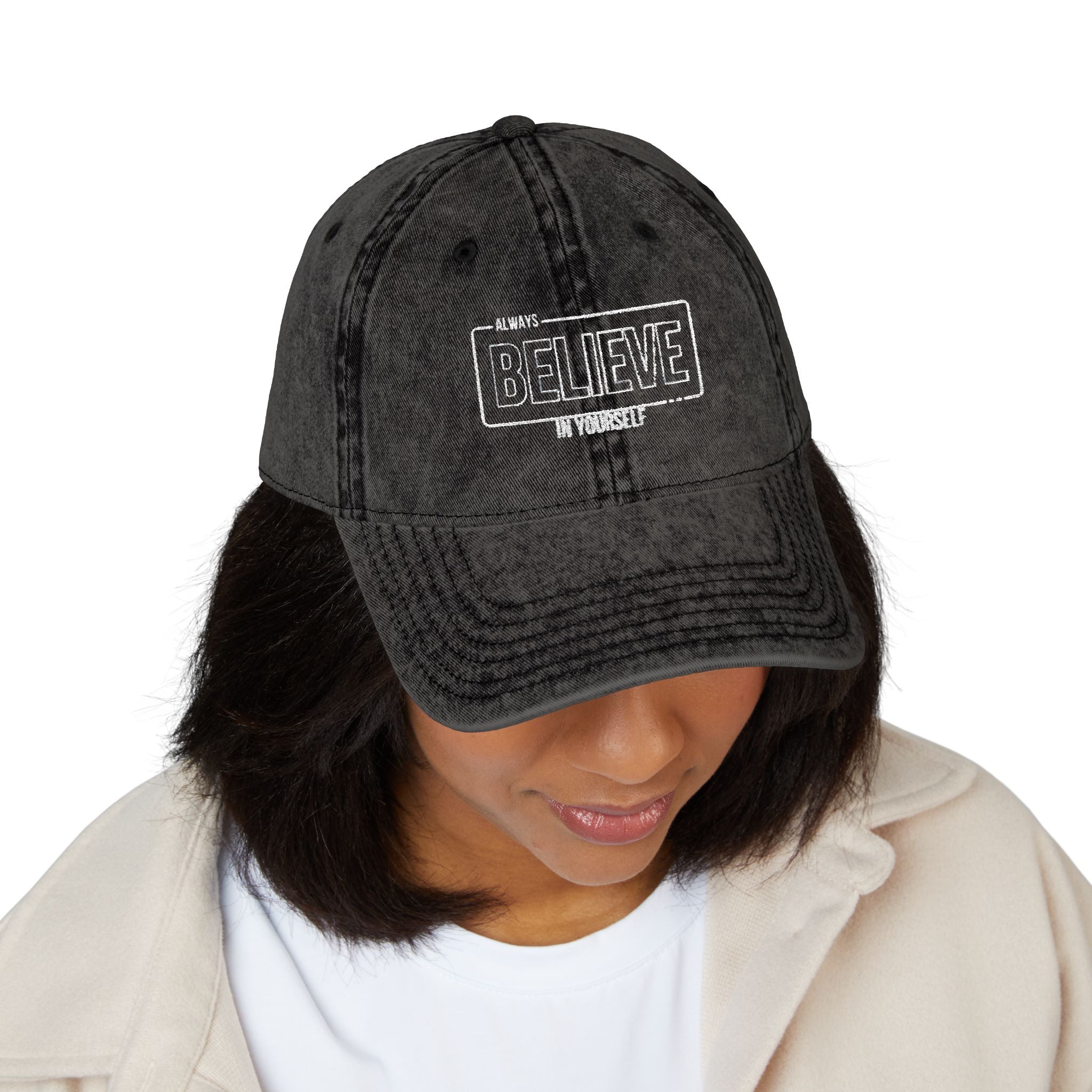 Vintage Embroidered Cap - Believe Design, Casual Wear, Gift for Him/Her, Summer Accessory, Inspiring Headwear