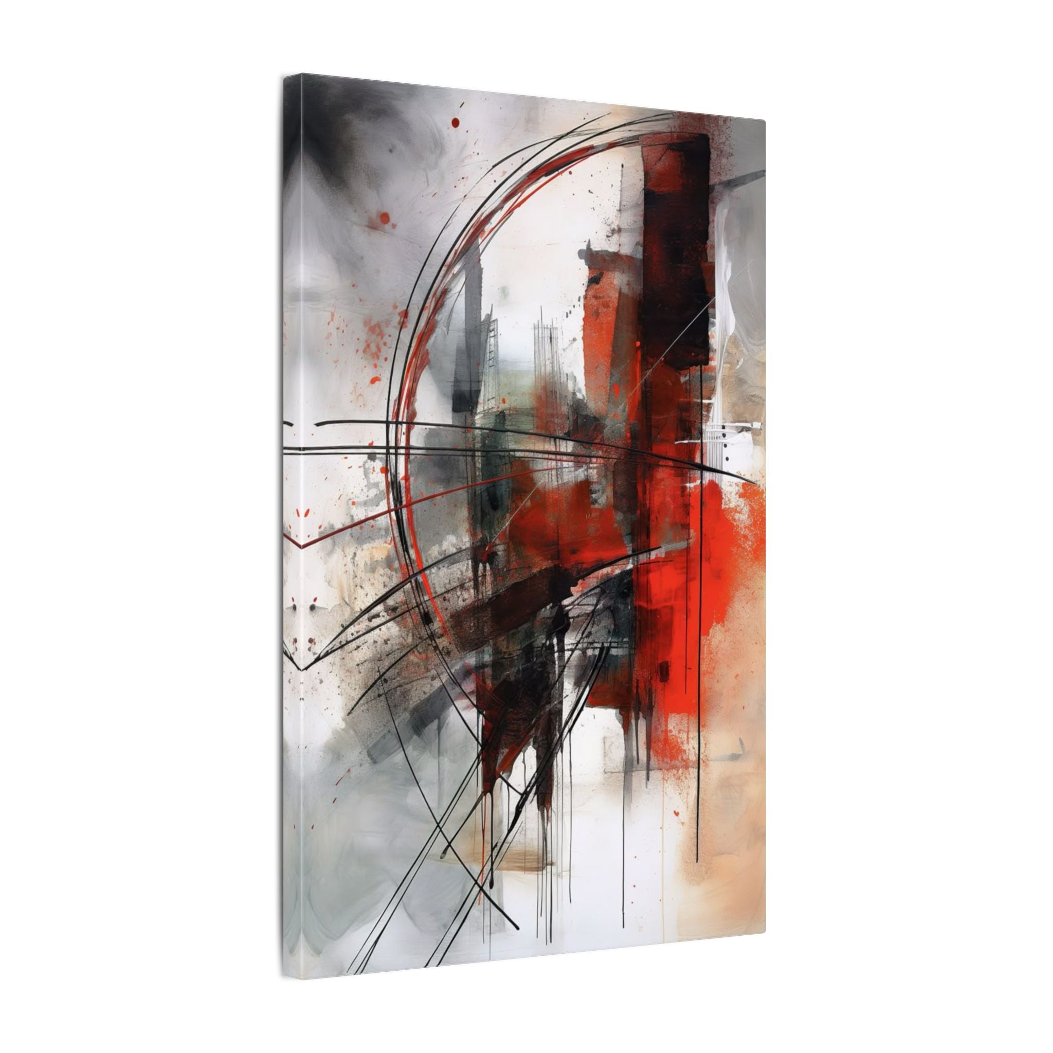 Abstract Red and Black Wall Art Canvas, Home Decor, Modern Art, Office Wall Decor, Minimalist Art, Gift for Art Lovers