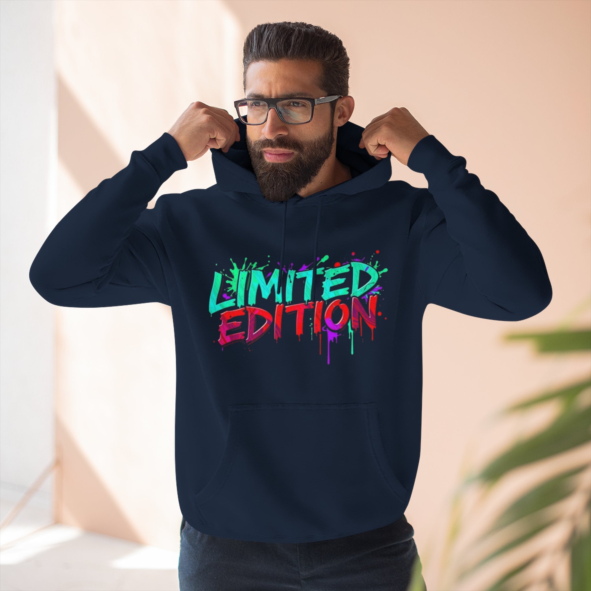 Limited Edition Three-Panel Fleece Hoodie, Streetwear Sweatshirt, Casual Hoodie, Gift for Him, Fall Fashion, Cozy Apparel