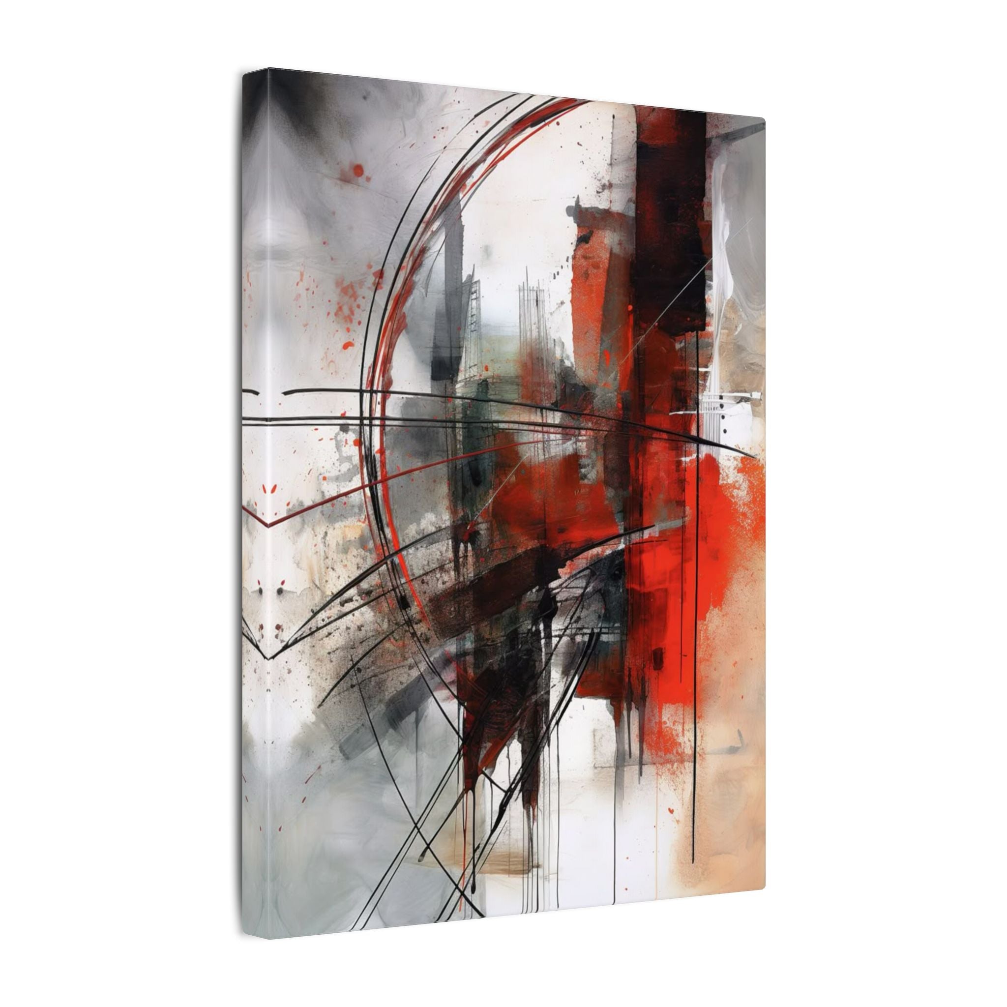Abstract Red and Black Wall Art Canvas, Home Decor, Modern Art, Office Wall Decor, Minimalist Art, Gift for Art Lovers