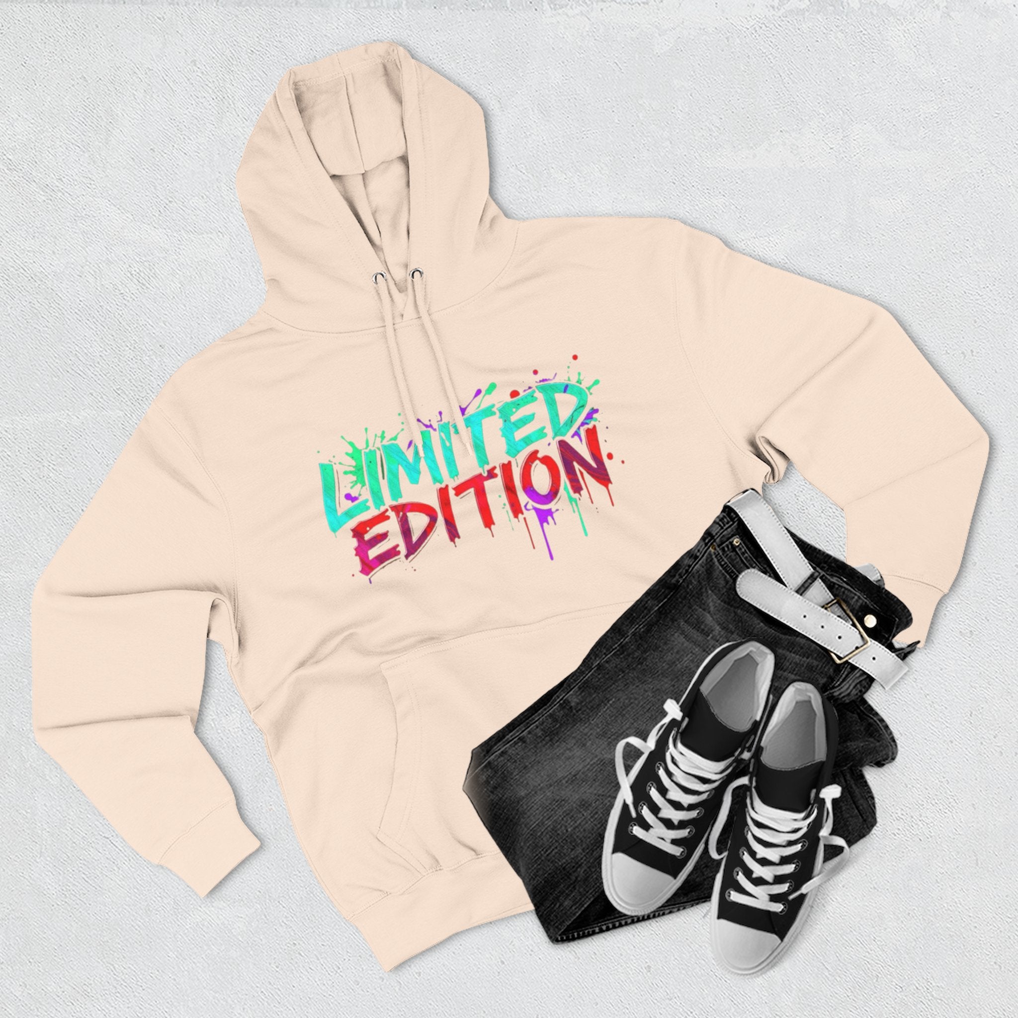Limited Edition Three-Panel Fleece Hoodie, Streetwear Sweatshirt, Casual Hoodie, Gift for Him, Fall Fashion, Cozy Apparel