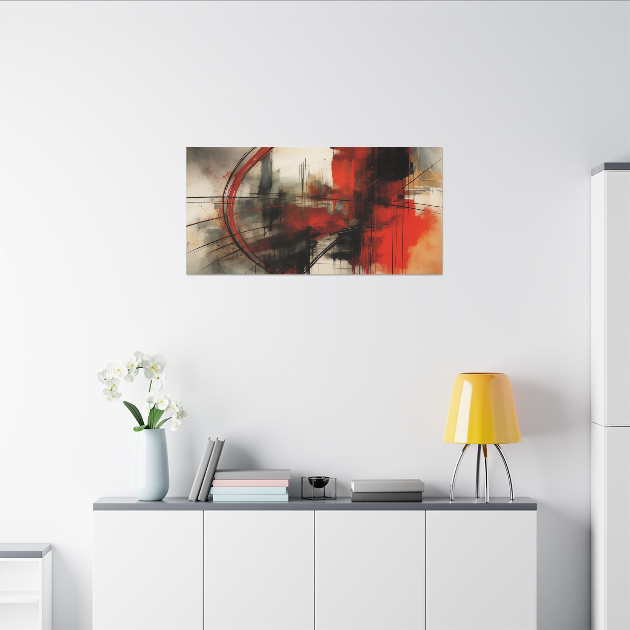 Abstract Red and Black Wall Art Canvas, Home Decor, Modern Art, Office Wall Decor, Minimalist Art, Gift for Art Lovers