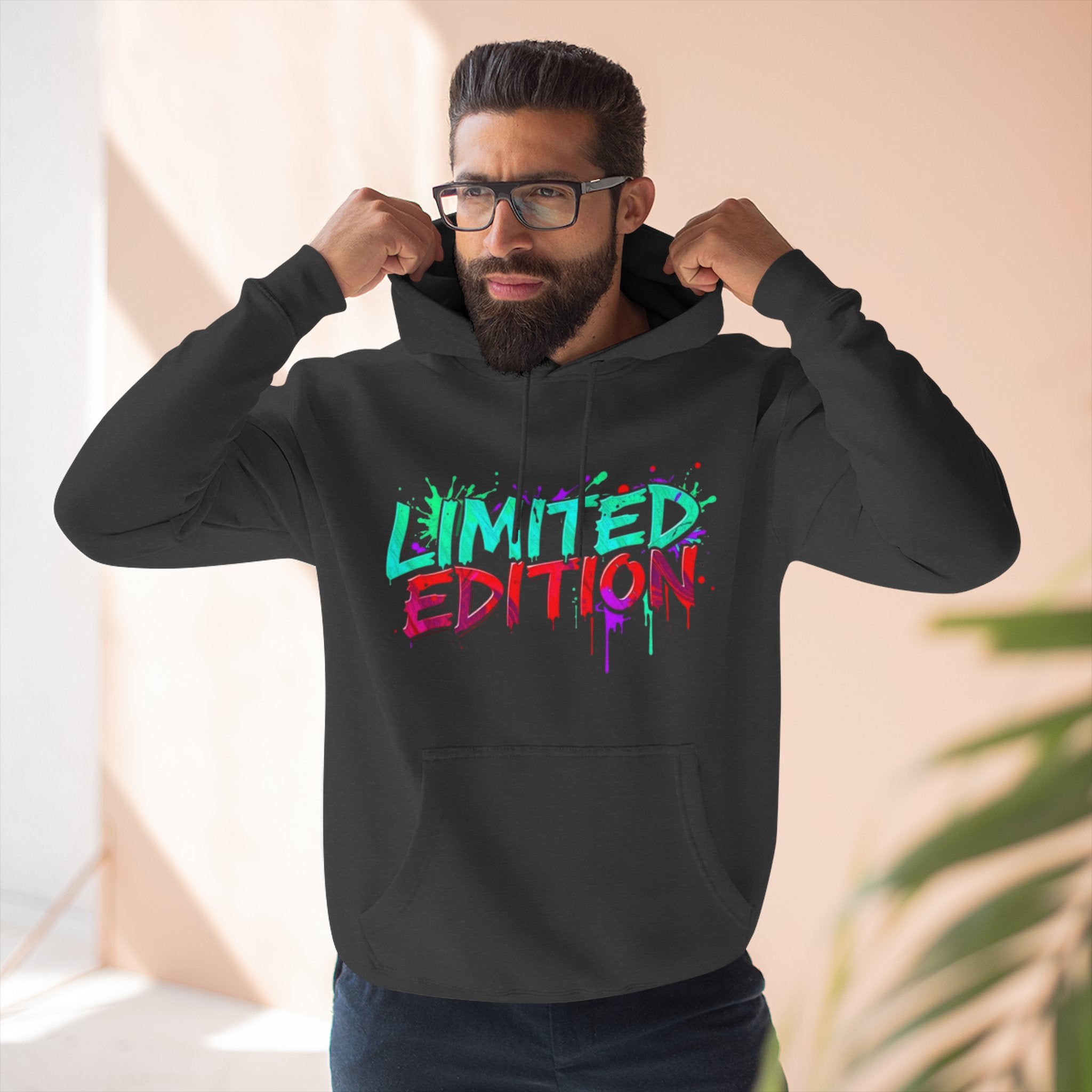 Limited Edition Three-Panel Fleece Hoodie, Streetwear Sweatshirt, Casual Hoodie, Gift for Him, Fall Fashion, Cozy Apparel