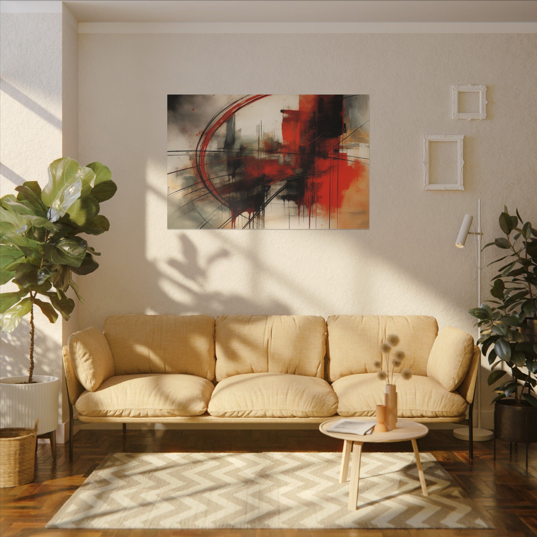 Abstract Red and Black Wall Art Canvas, Home Decor, Modern Art, Office Wall Decor, Minimalist Art, Gift for Art Lovers