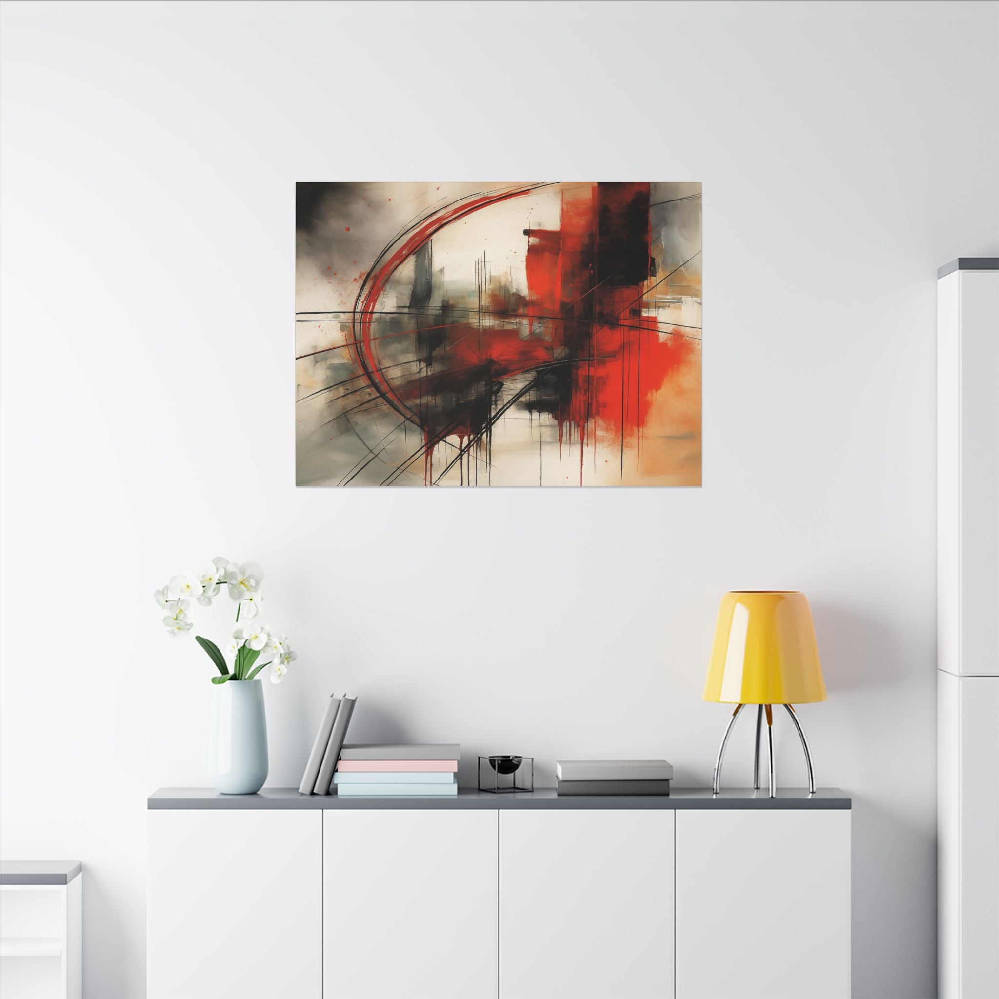Abstract Red and Black Wall Art Canvas, Home Decor, Modern Art, Office Wall Decor, Minimalist Art, Gift for Art Lovers