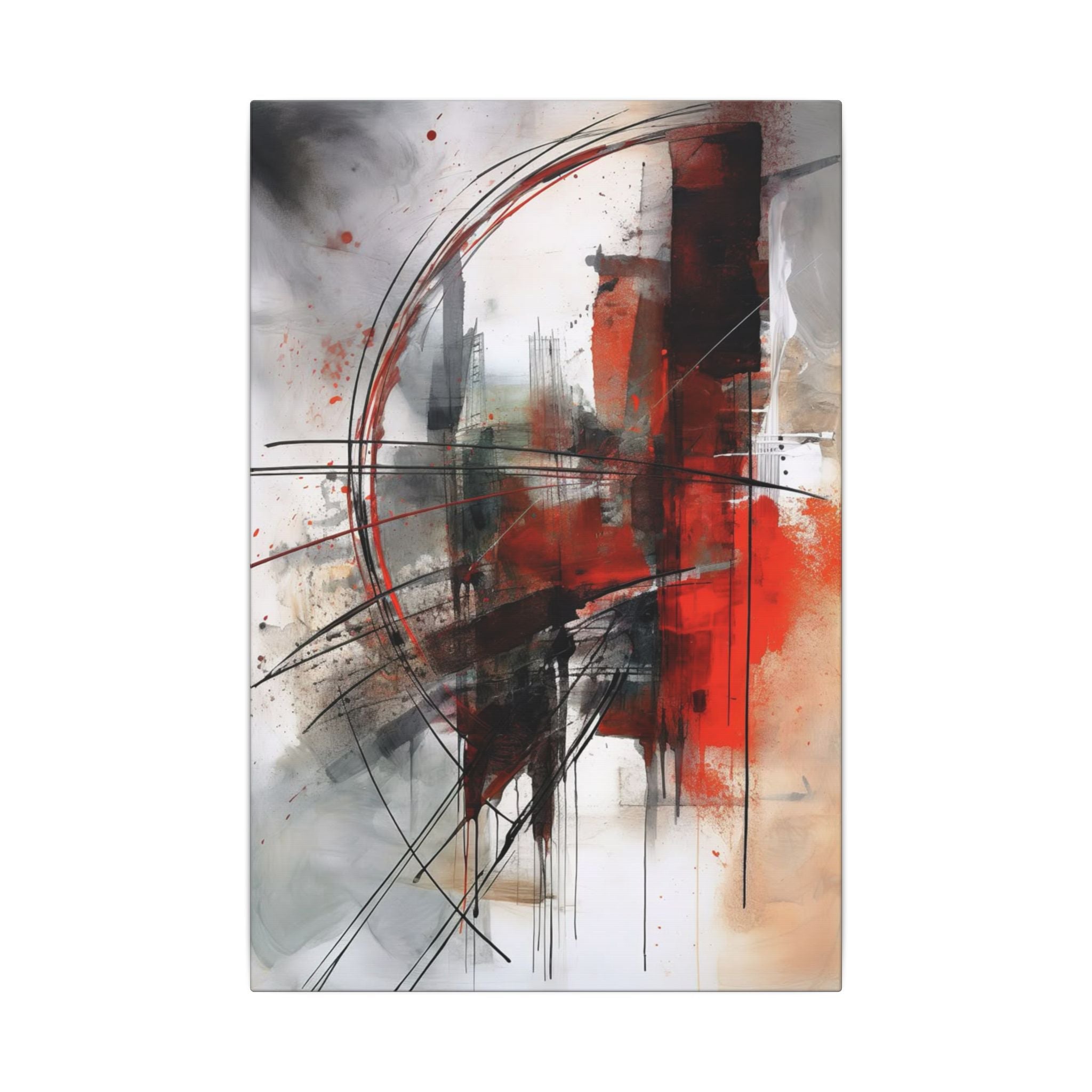 Abstract Red and Black Wall Art Canvas, Home Decor, Modern Art, Office Wall Decor, Minimalist Art, Gift for Art Lovers