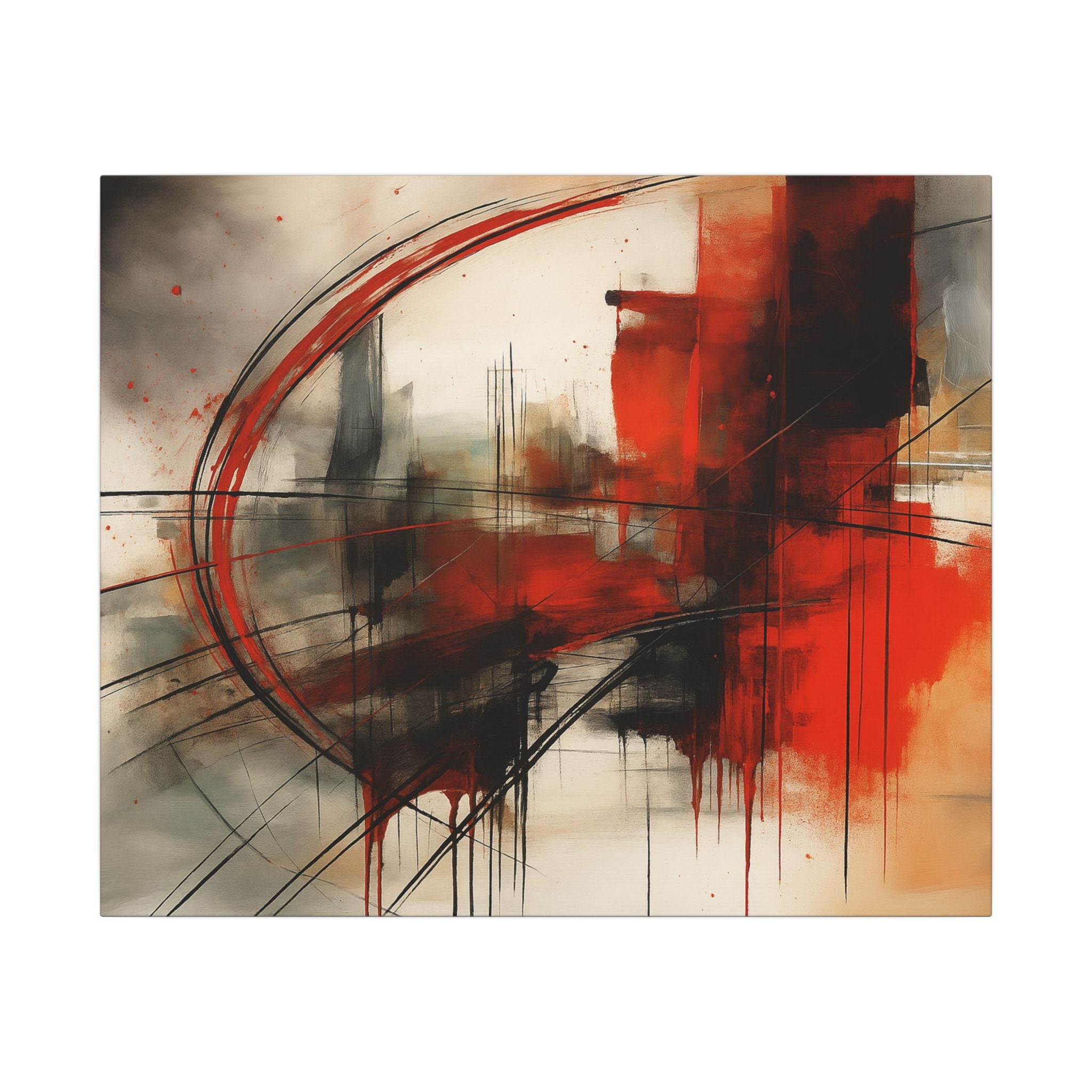 Abstract Red and Black Wall Art Canvas, Home Decor, Modern Art, Office Wall Decor, Minimalist Art, Gift for Art Lovers