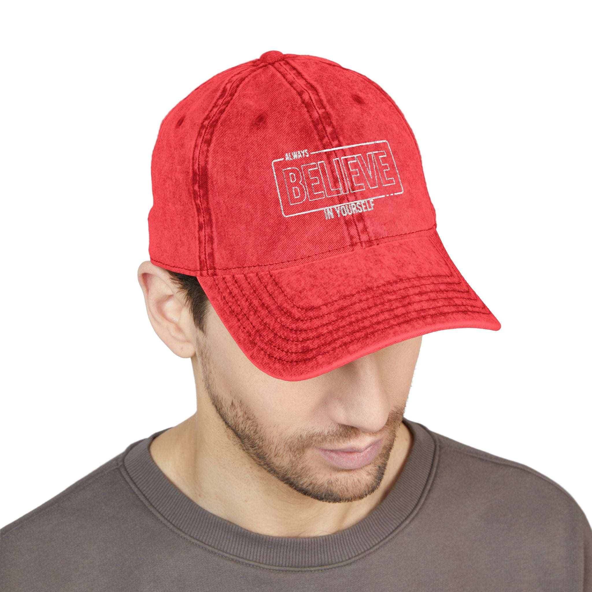 Vintage Embroidered Cap - Believe Design, Casual Wear, Gift for Him/Her, Summer Accessory, Inspiring Headwear