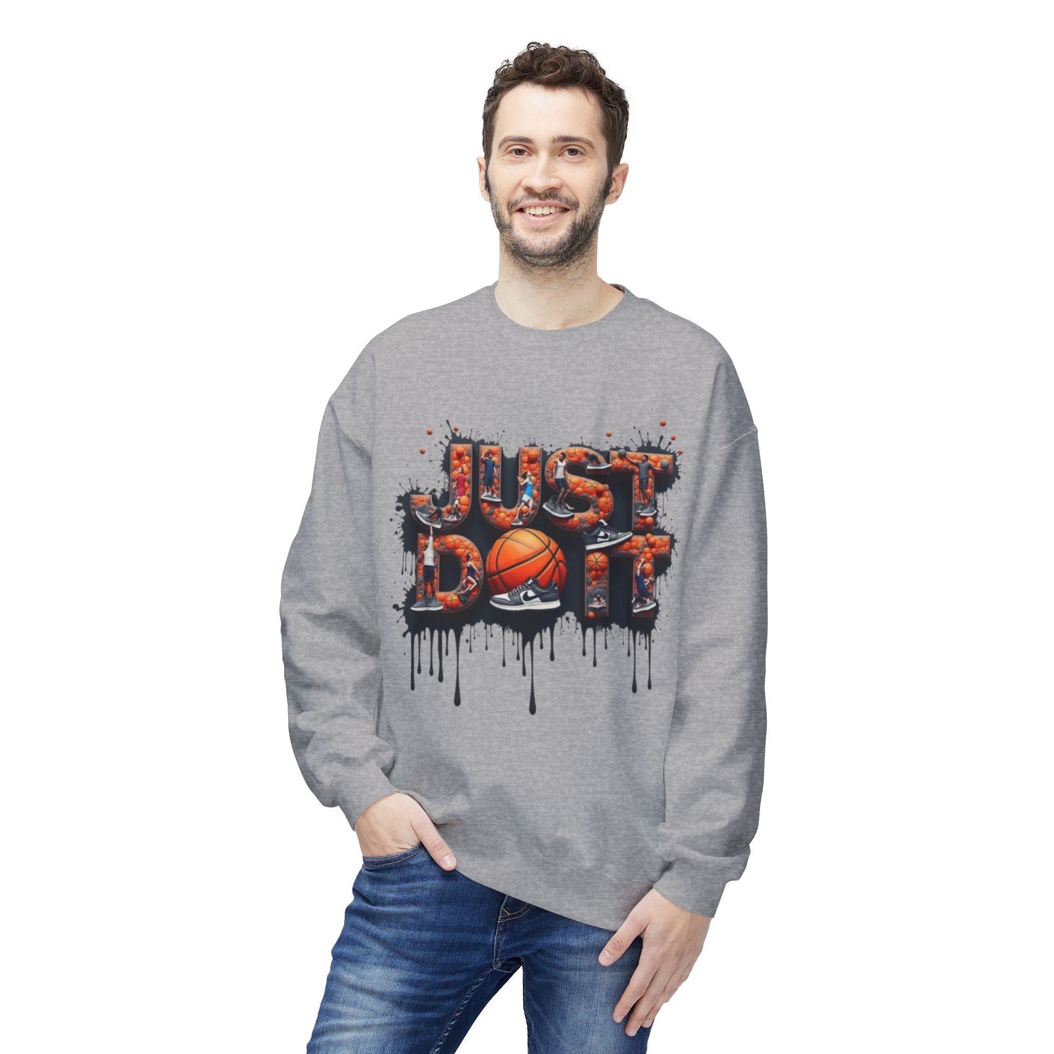Sporty Basketball Crewneck Sweatshirt, Perfect for Athletes, Basketball Fans, Casual Wear, Gifts for Him, Game Day Essentials