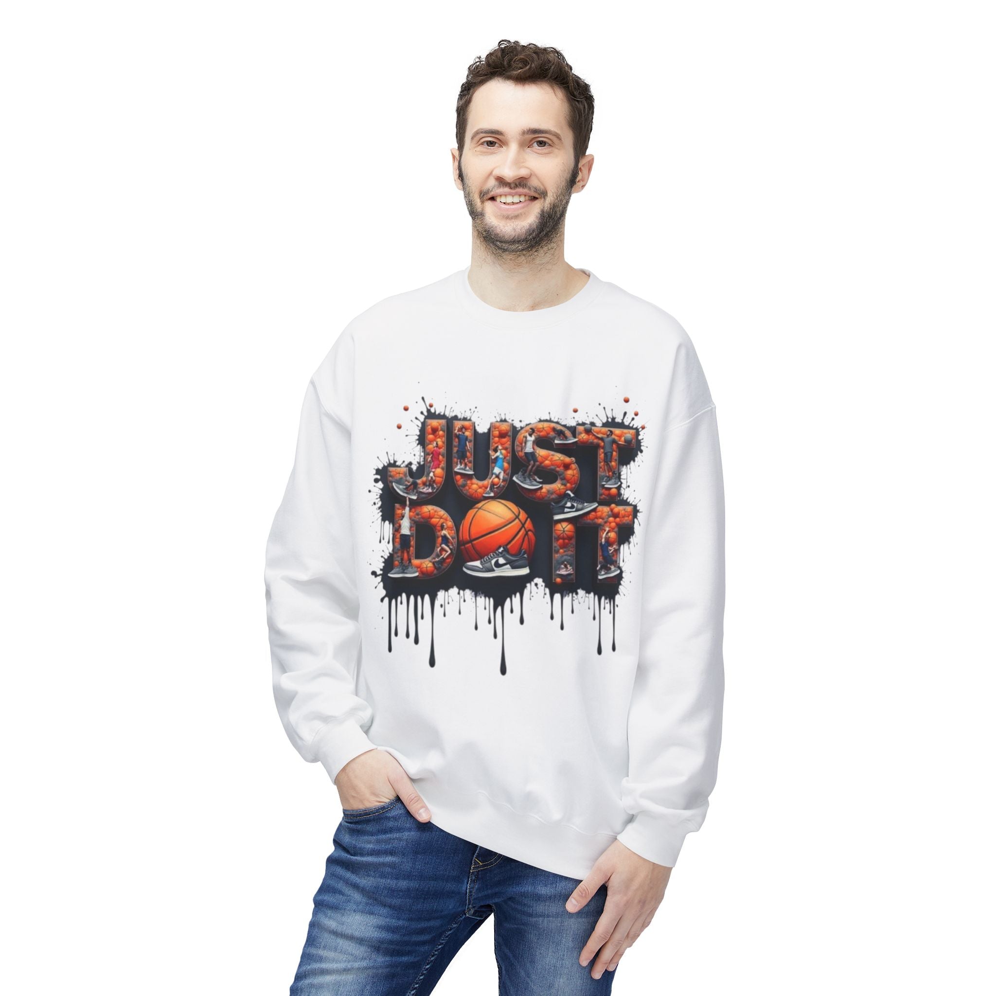 Sporty Basketball Crewneck Sweatshirt, Perfect for Athletes, Basketball Fans, Casual Wear, Gifts for Him, Game Day Essentials