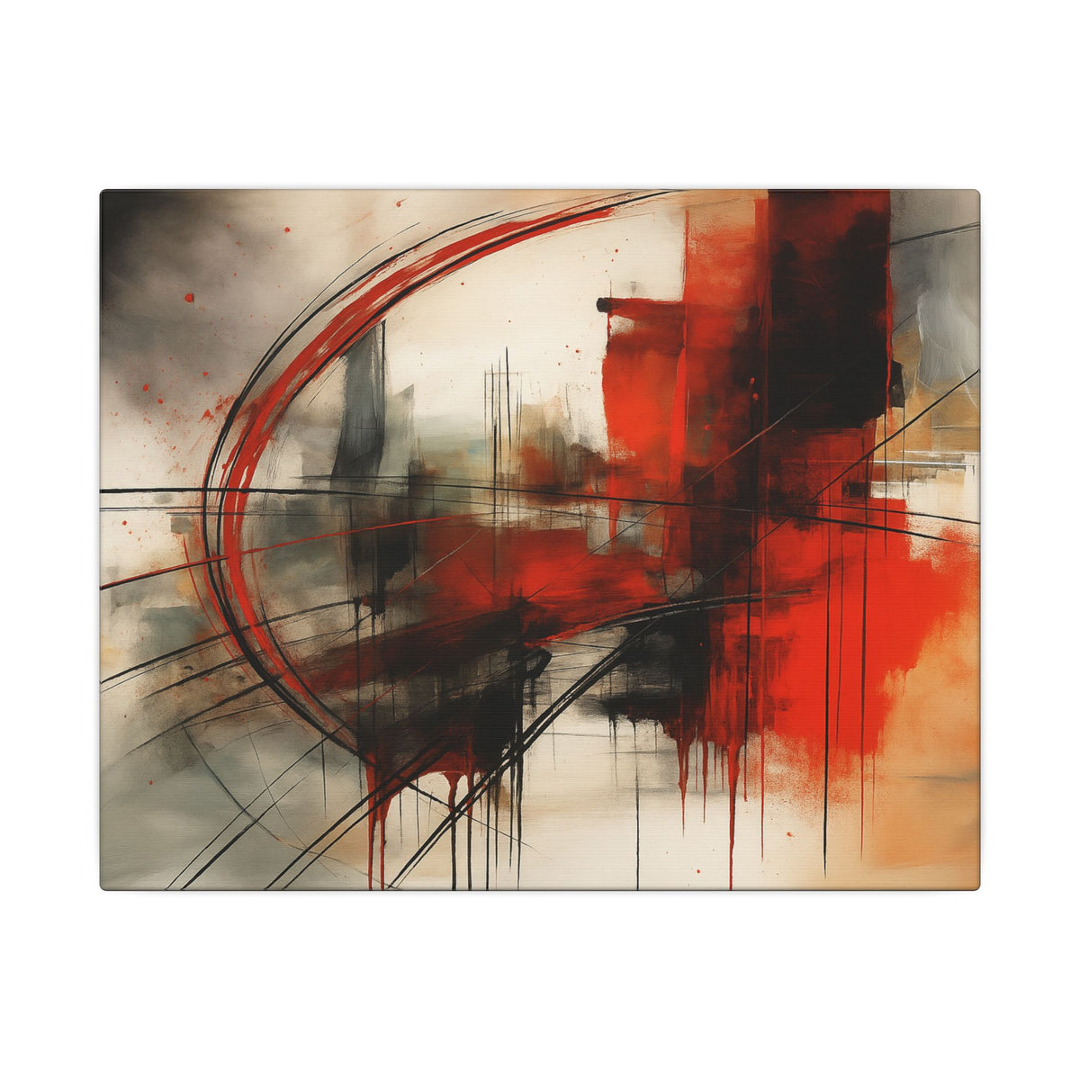 Abstract Red and Black Wall Art Canvas, Home Decor, Modern Art, Office Wall Decor, Minimalist Art, Gift for Art Lovers