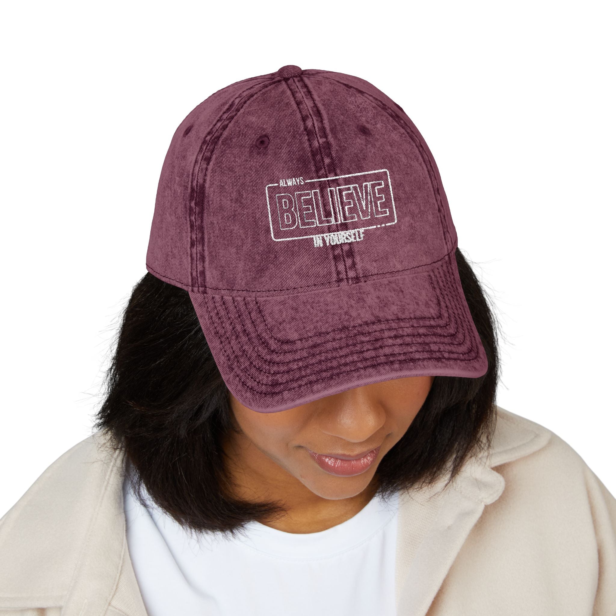 Vintage Embroidered Cap - Believe Design, Casual Wear, Gift for Him/Her, Summer Accessory, Inspiring Headwear