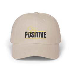 Stay Positive Dad Cap, Motivational Hat, White Adjustable Cap, Gift for Dads, Summer Accessory, Casual Fashion Piece