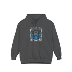 Fearless Lion Hoodie, Unisex Garment-Dyed Sweatshirt, Casual Wear, Gift for Lion Lovers, Motivational Clothing