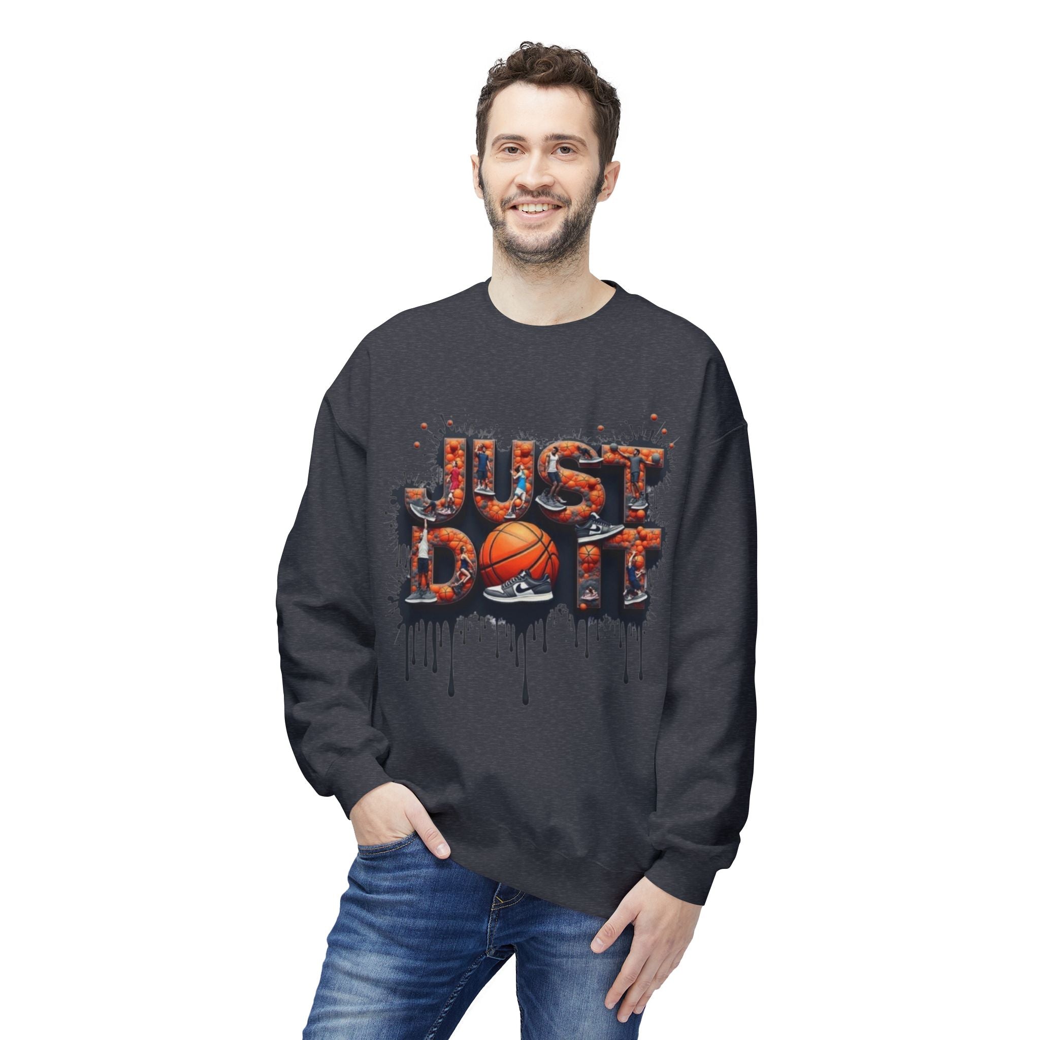 Sporty Basketball Crewneck Sweatshirt, Perfect for Athletes, Basketball Fans, Casual Wear, Gifts for Him, Game Day Essentials