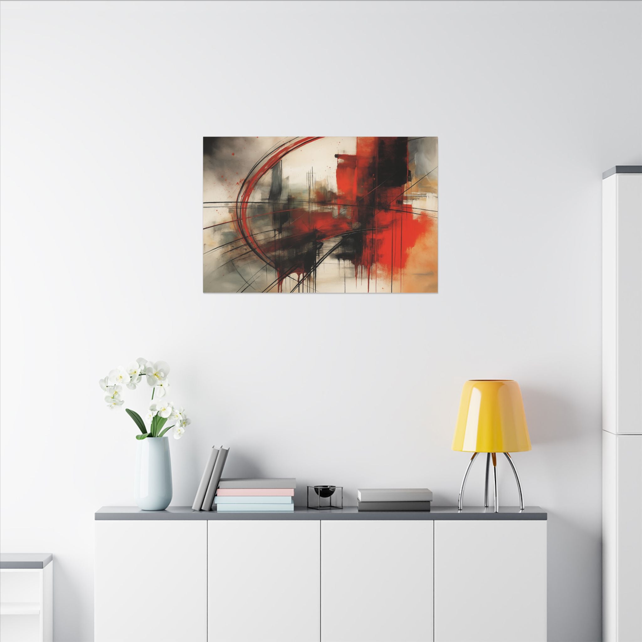 Abstract Red and Black Wall Art Canvas, Home Decor, Modern Art, Office Wall Decor, Minimalist Art, Gift for Art Lovers