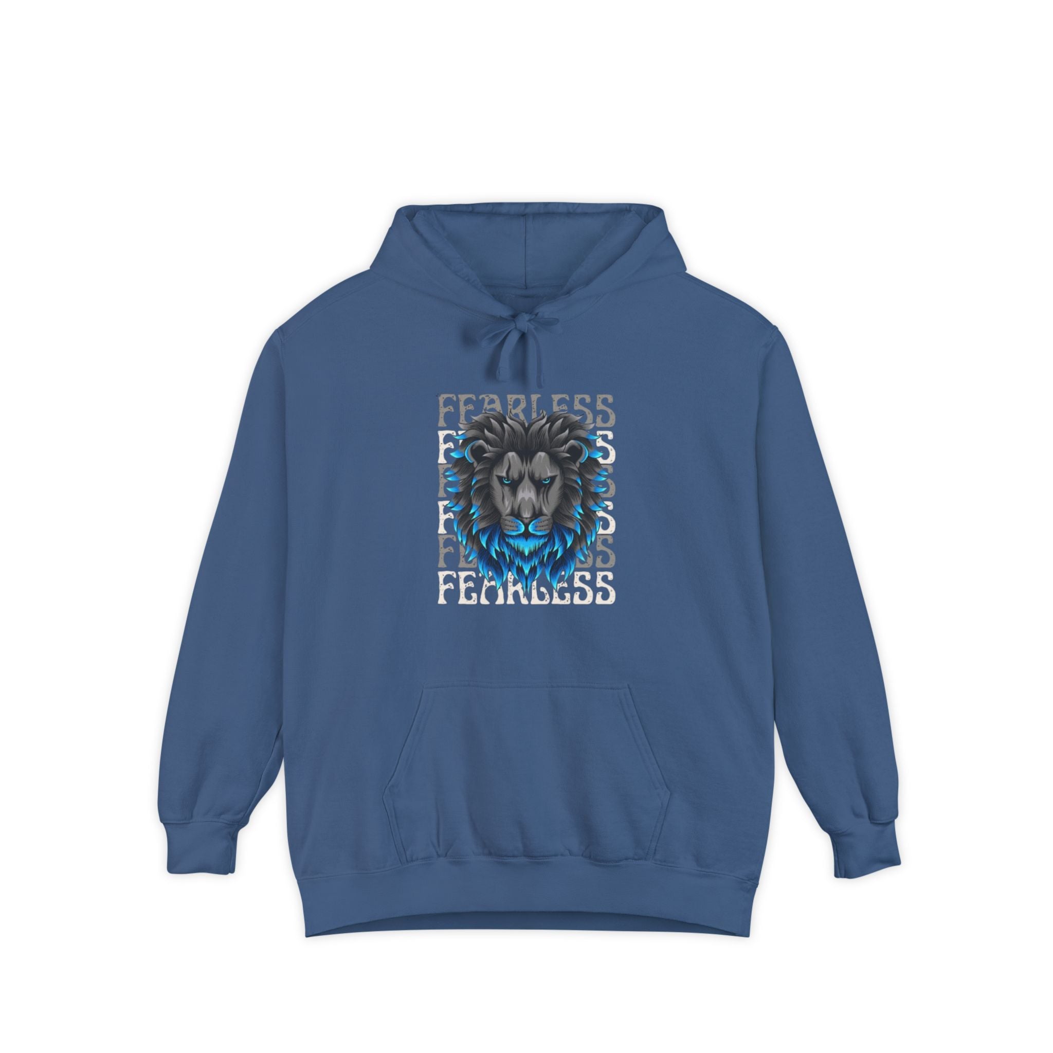 Fearless Lion Hoodie, Unisex Garment-Dyed Sweatshirt, Casual Wear, Gift for Lion Lovers, Motivational Clothing