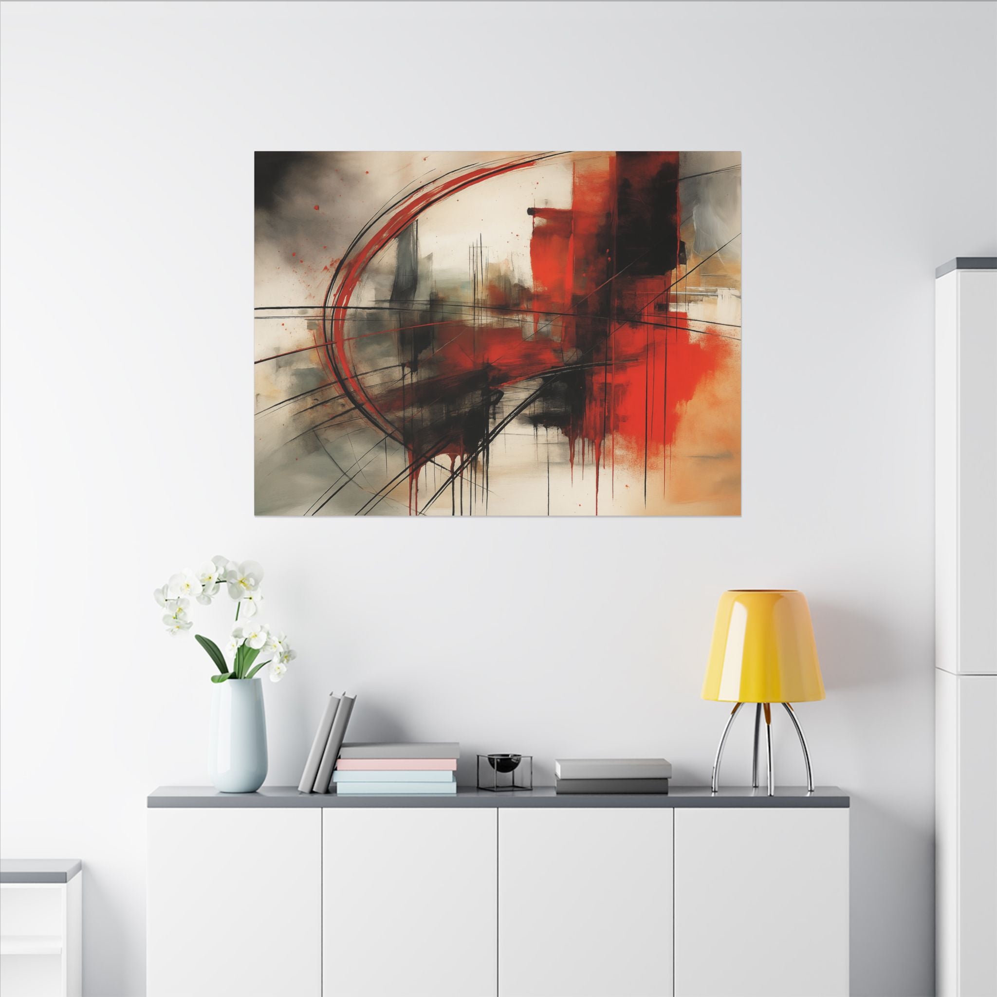 Abstract Red and Black Wall Art Canvas, Home Decor, Modern Art, Office Wall Decor, Minimalist Art, Gift for Art Lovers