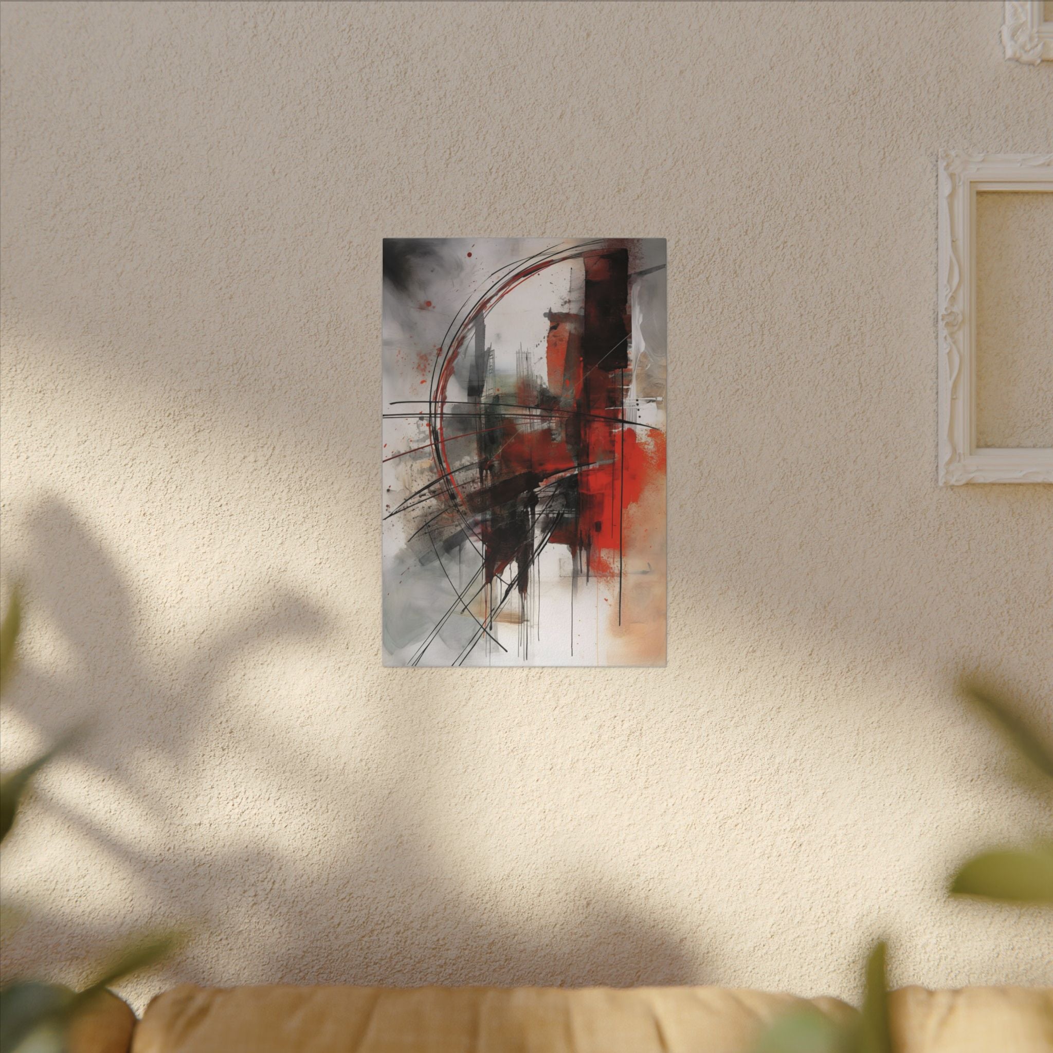Abstract Red and Black Wall Art Canvas, Home Decor, Modern Art, Office Wall Decor, Minimalist Art, Gift for Art Lovers